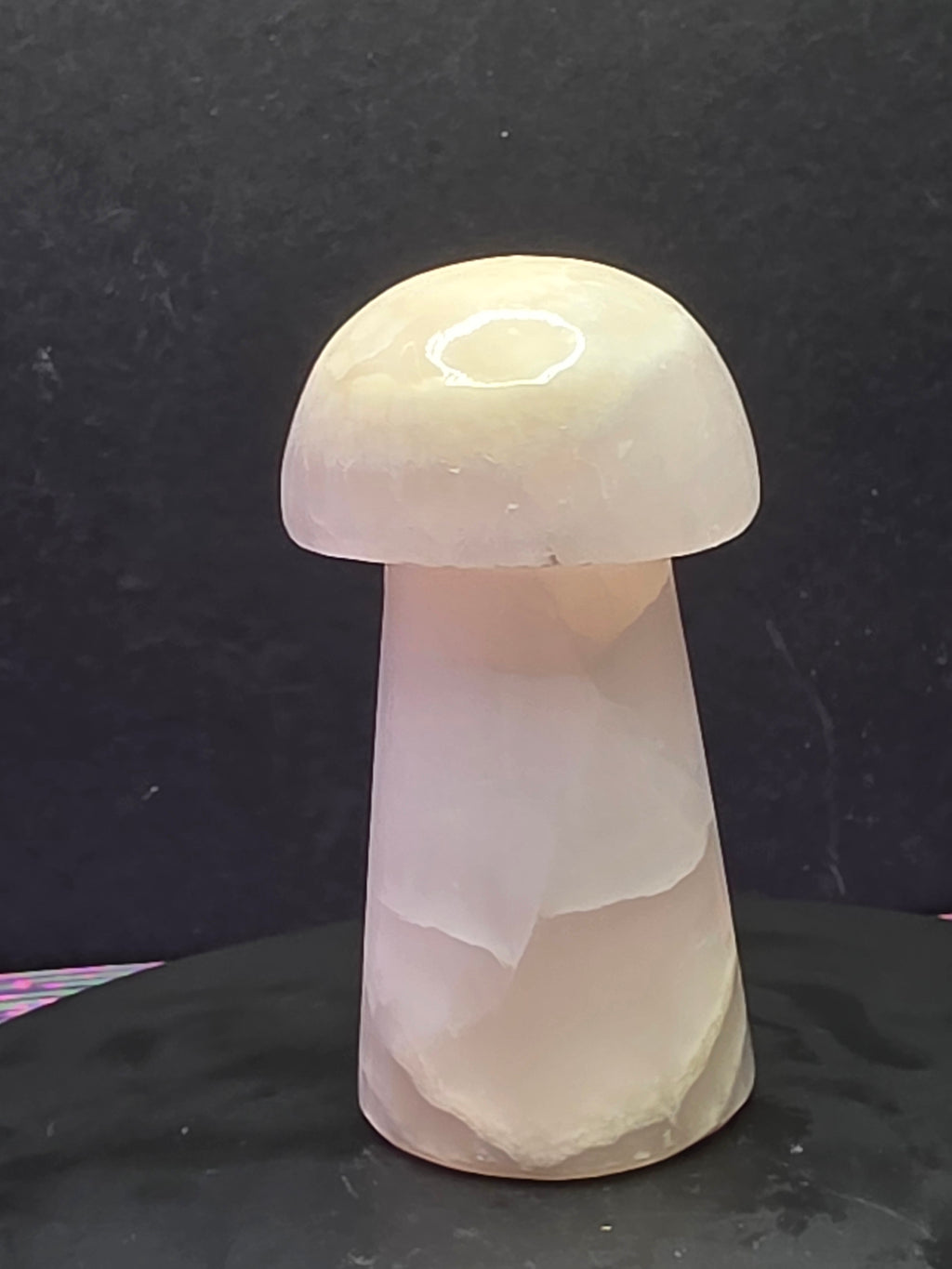 🍄 Pink Mangano Calcite Mushroom Carving B