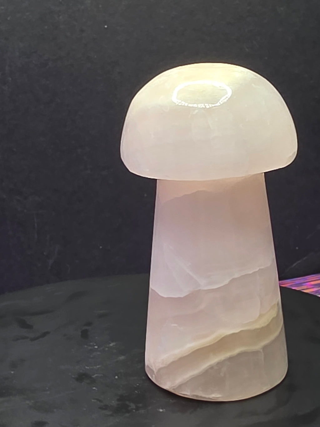 🍄 Pink Mangano Calcite Mushroom Carving B