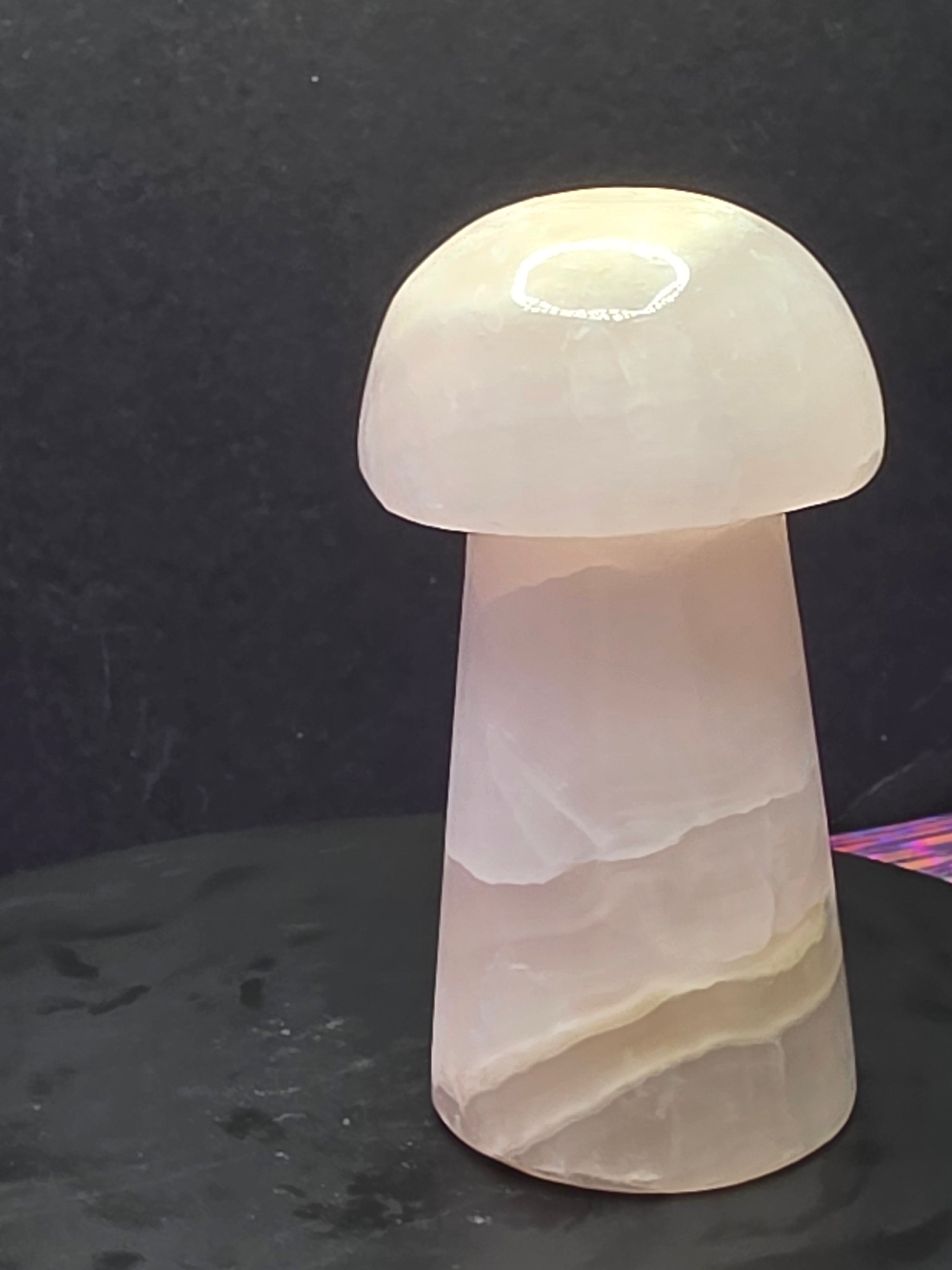 🍄 Pink Mangano Calcite Mushroom Carving B