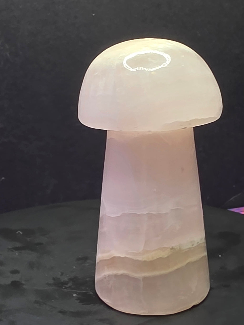 🍄 Pink Mangano Calcite Mushroom Carving B
