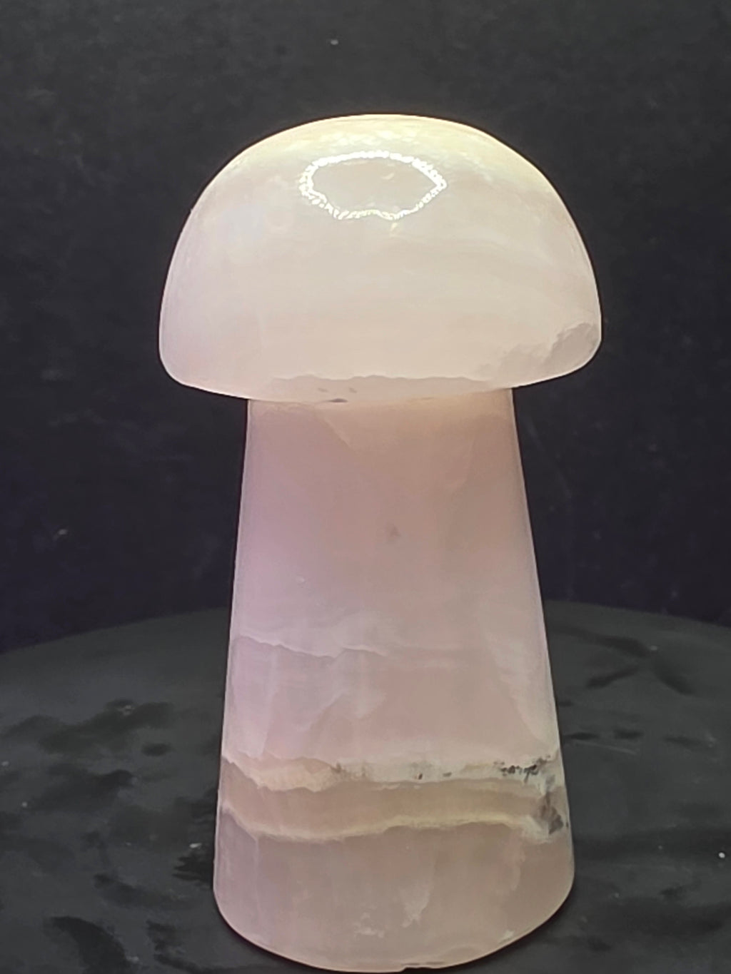 🍄 Pink Mangano Calcite Mushroom Carving B