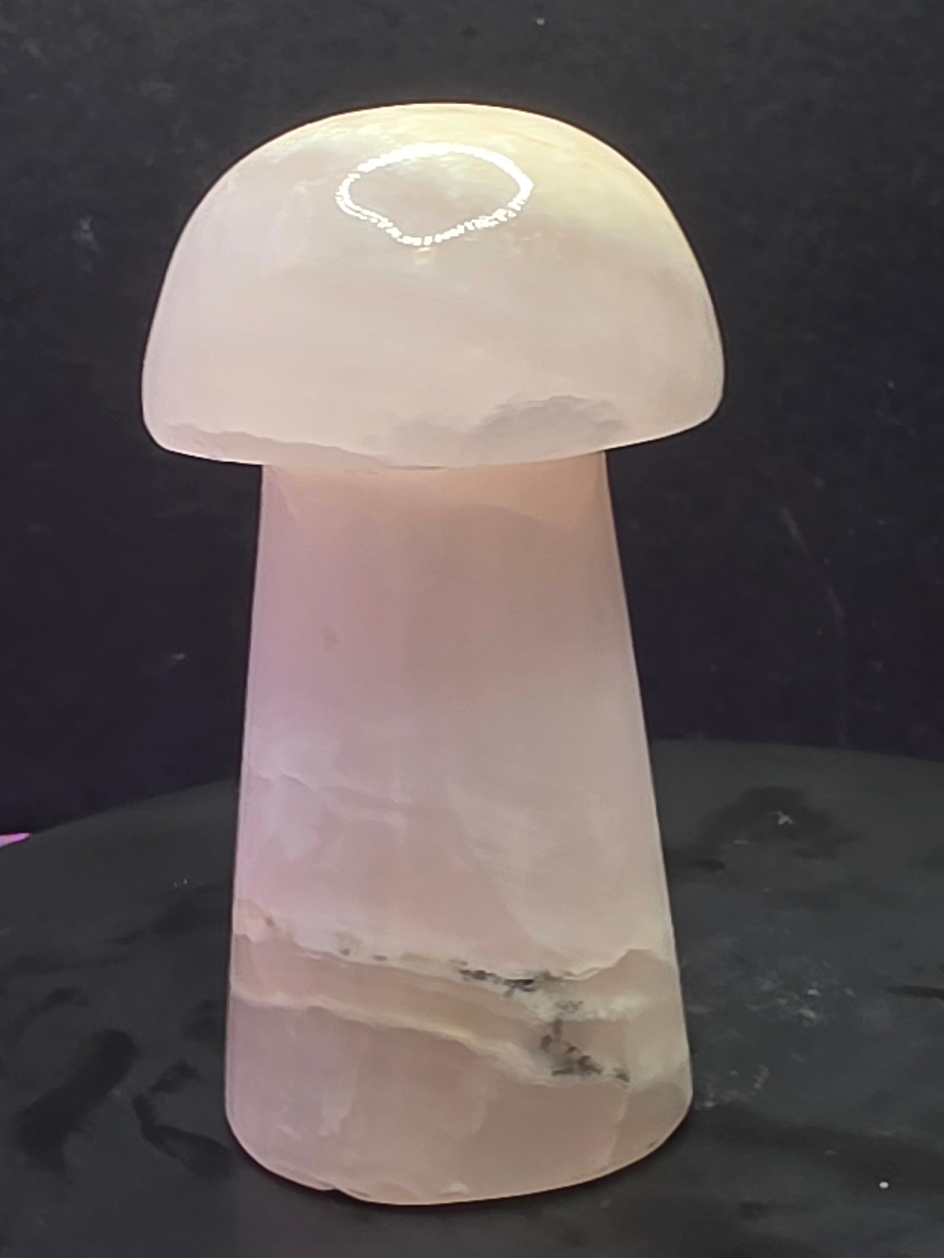 🍄 Pink Mangano Calcite Mushroom Carving B