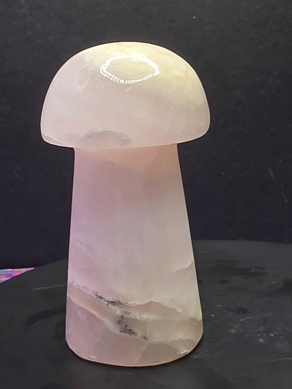 🍄 Pink Mangano Calcite Mushroom Carving B