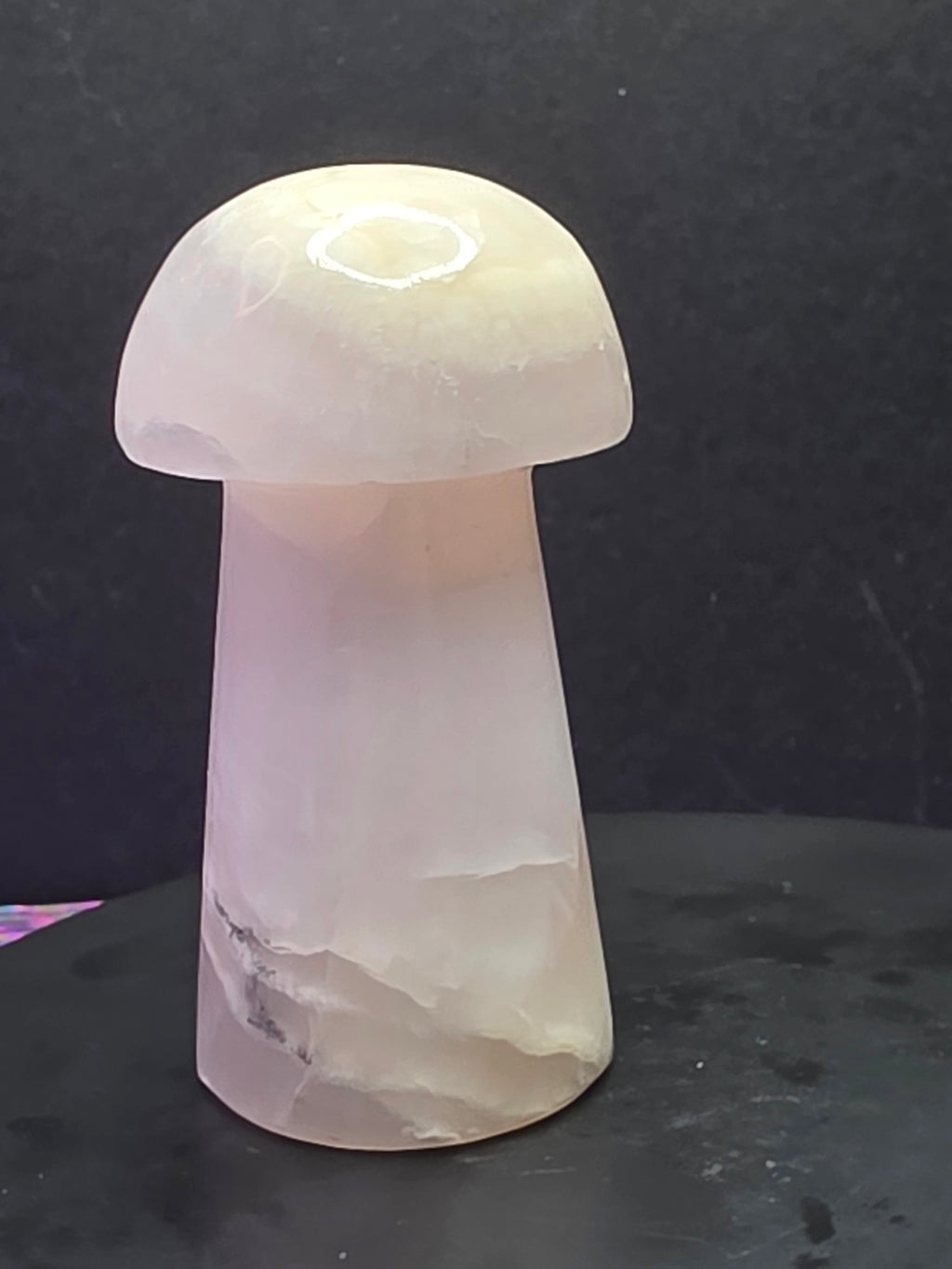 🍄 Pink Mangano Calcite Mushroom Carving B