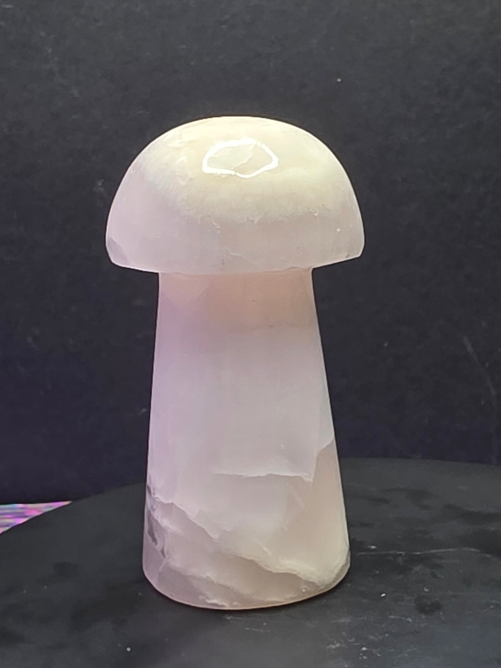 🍄 Pink Mangano Calcite Mushroom Carving B