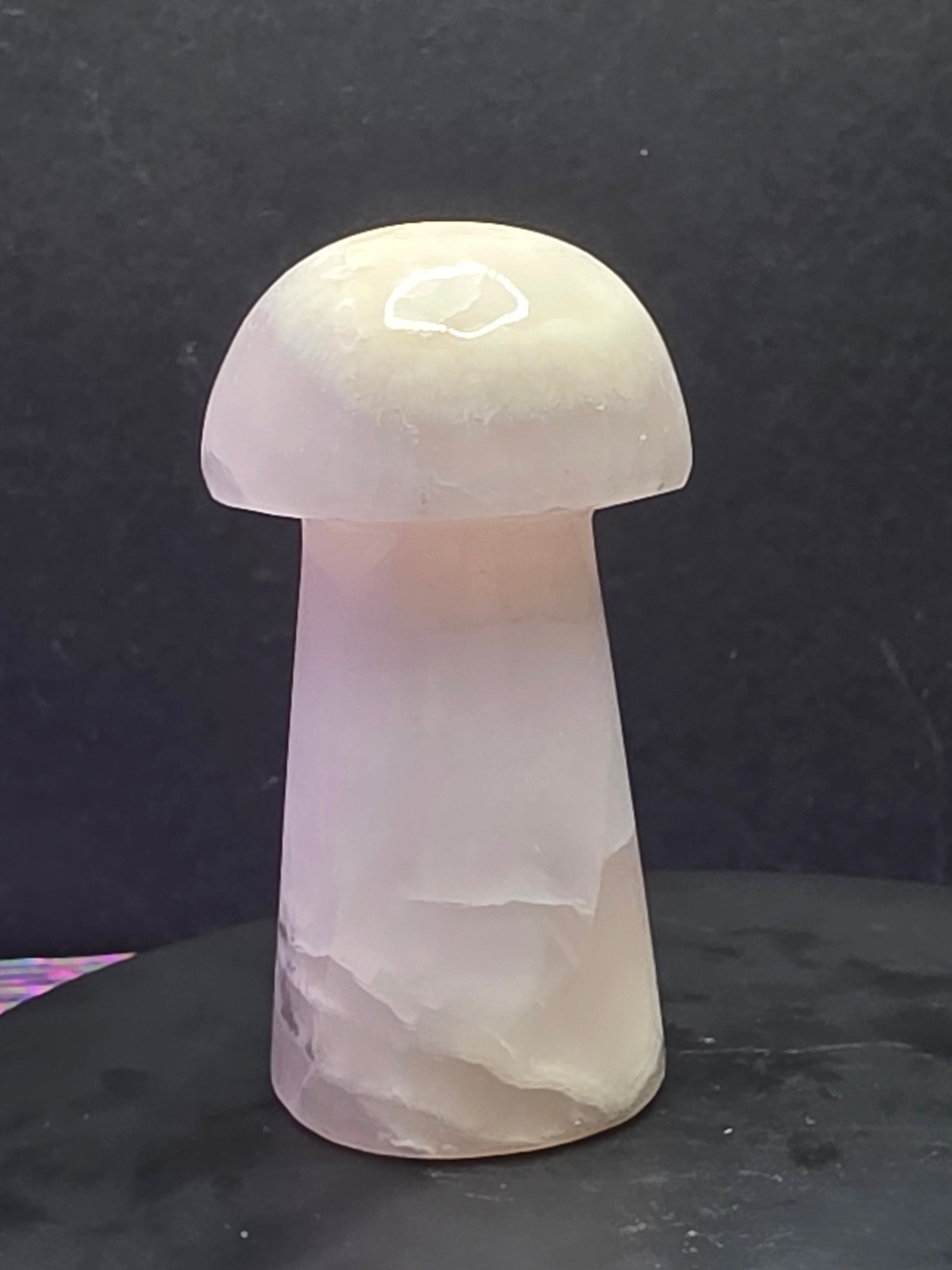 🍄 Pink Mangano Calcite Mushroom Carving B
