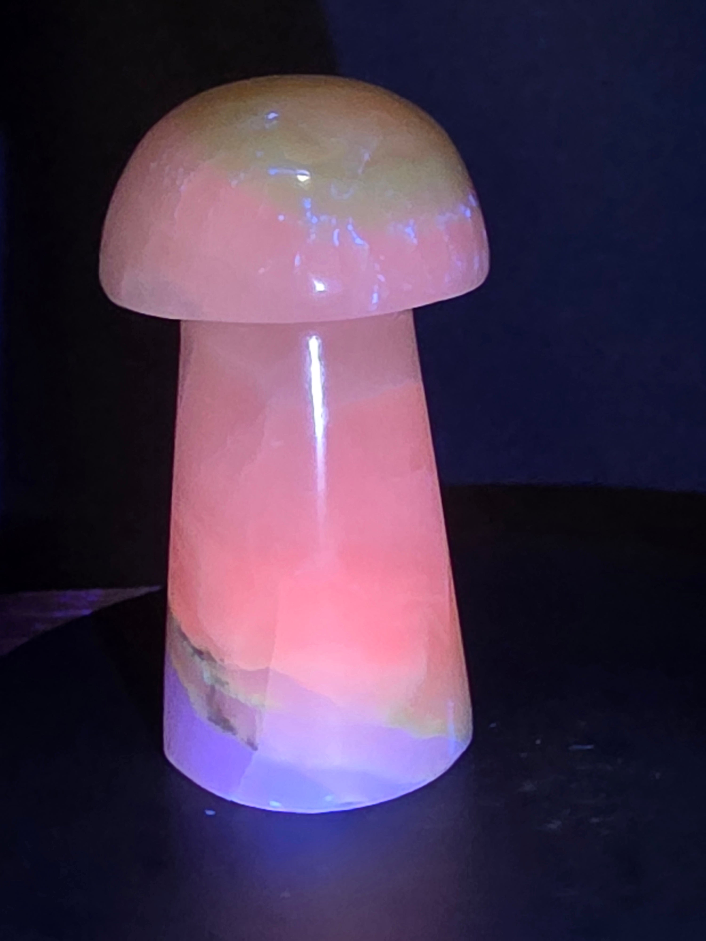 🍄 Pink Mangano Calcite Mushroom Carving B
