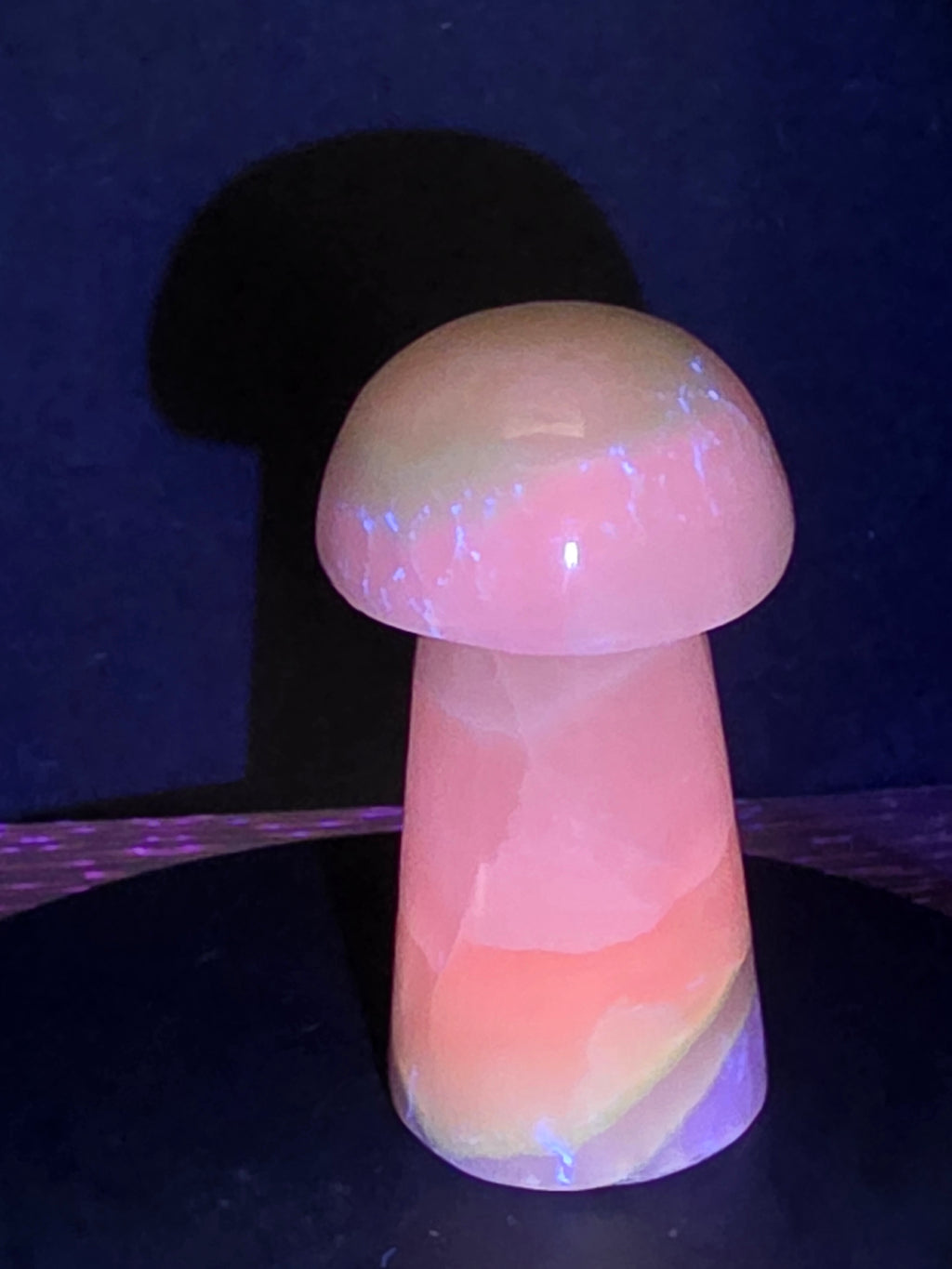 🍄 Pink Mangano Calcite Mushroom Carving B