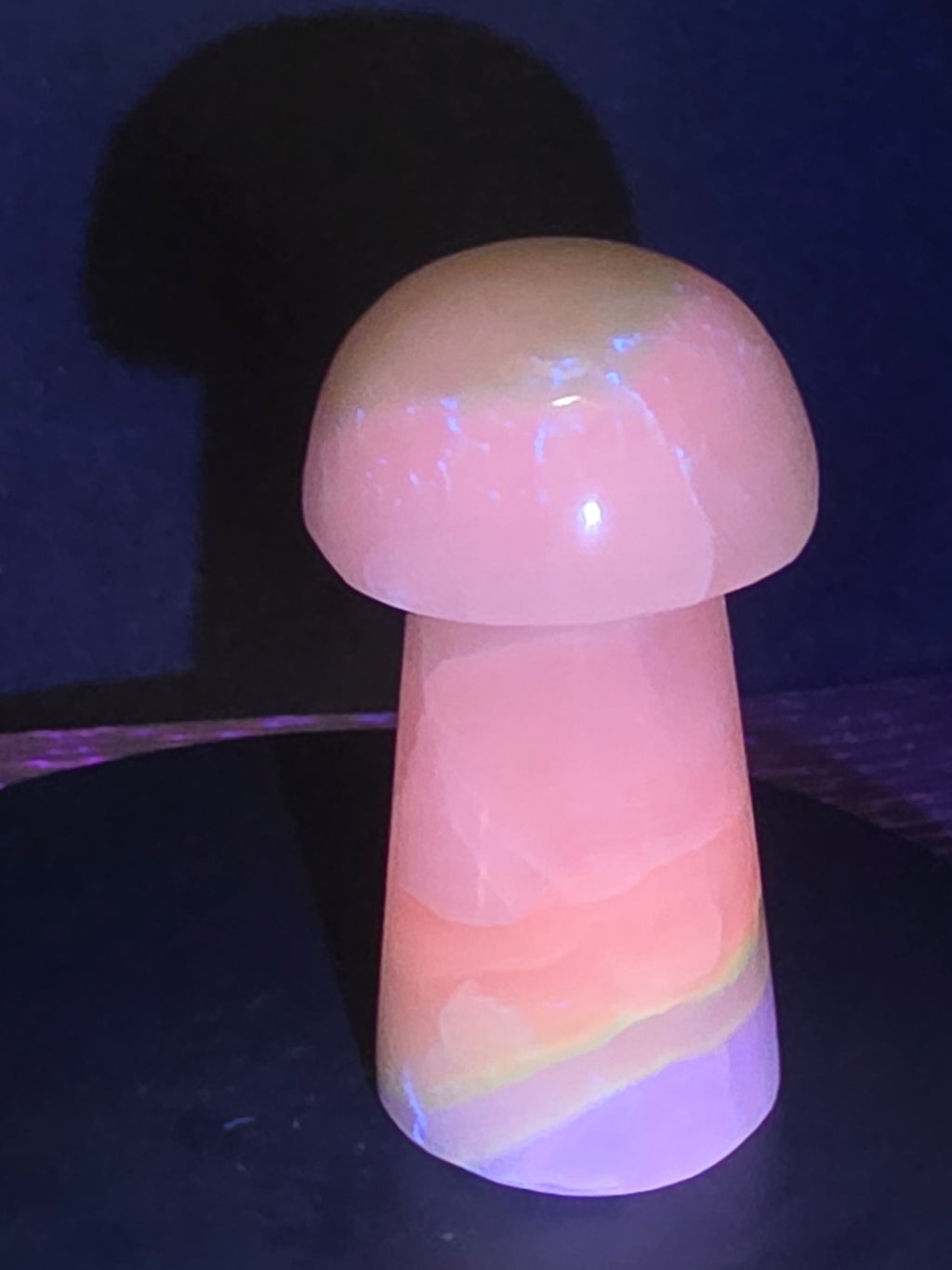 🍄 Pink Mangano Calcite Mushroom Carving B