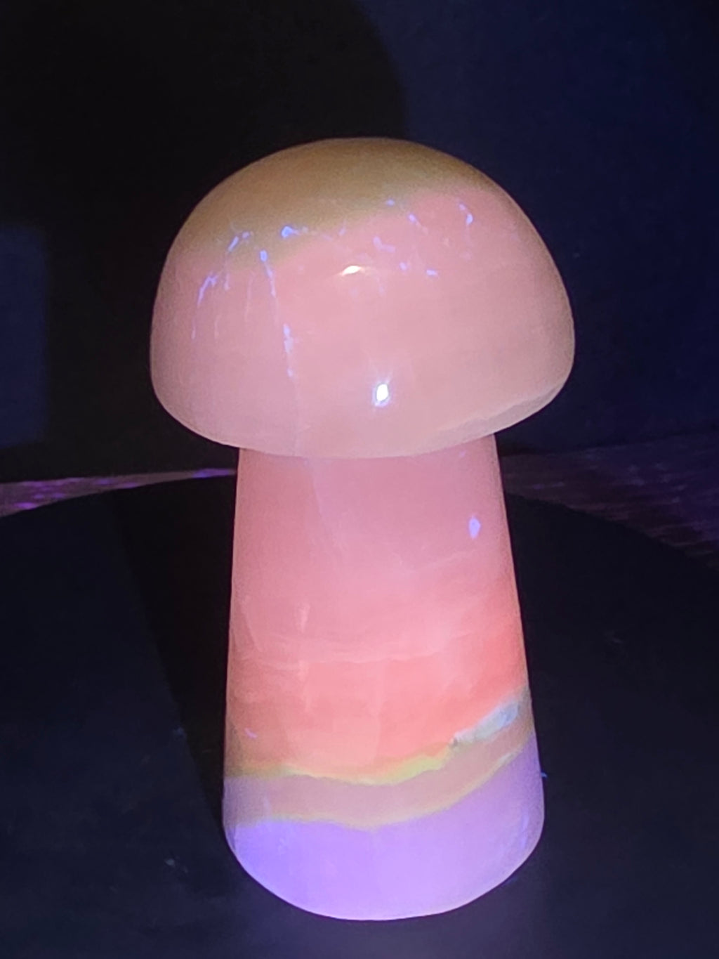 🍄 Pink Mangano Calcite Mushroom Carving B