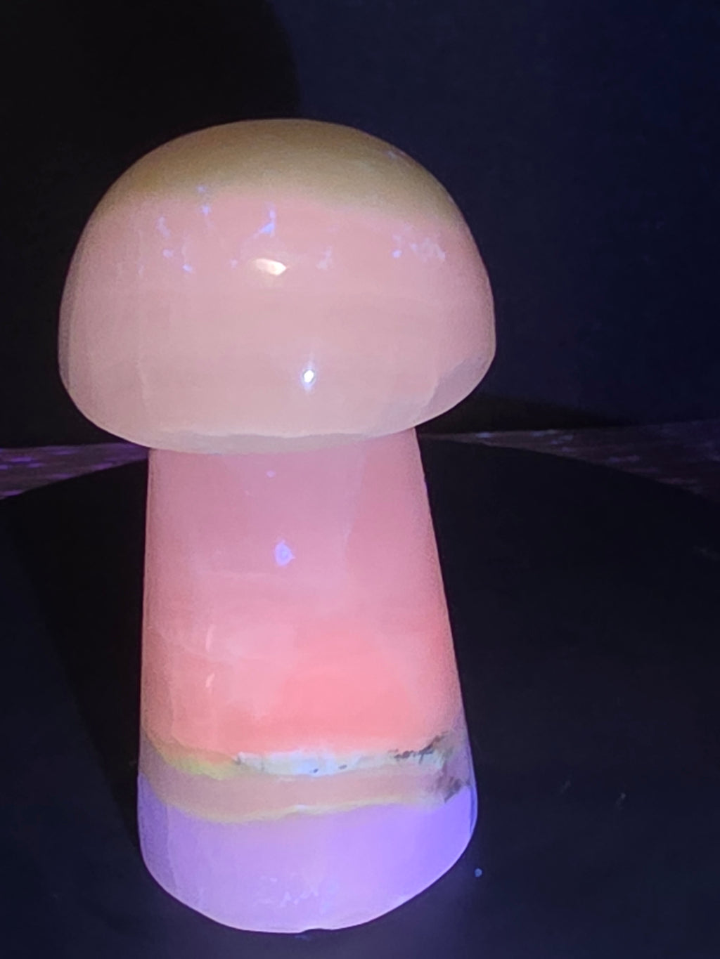 🍄 Pink Mangano Calcite Mushroom Carving B