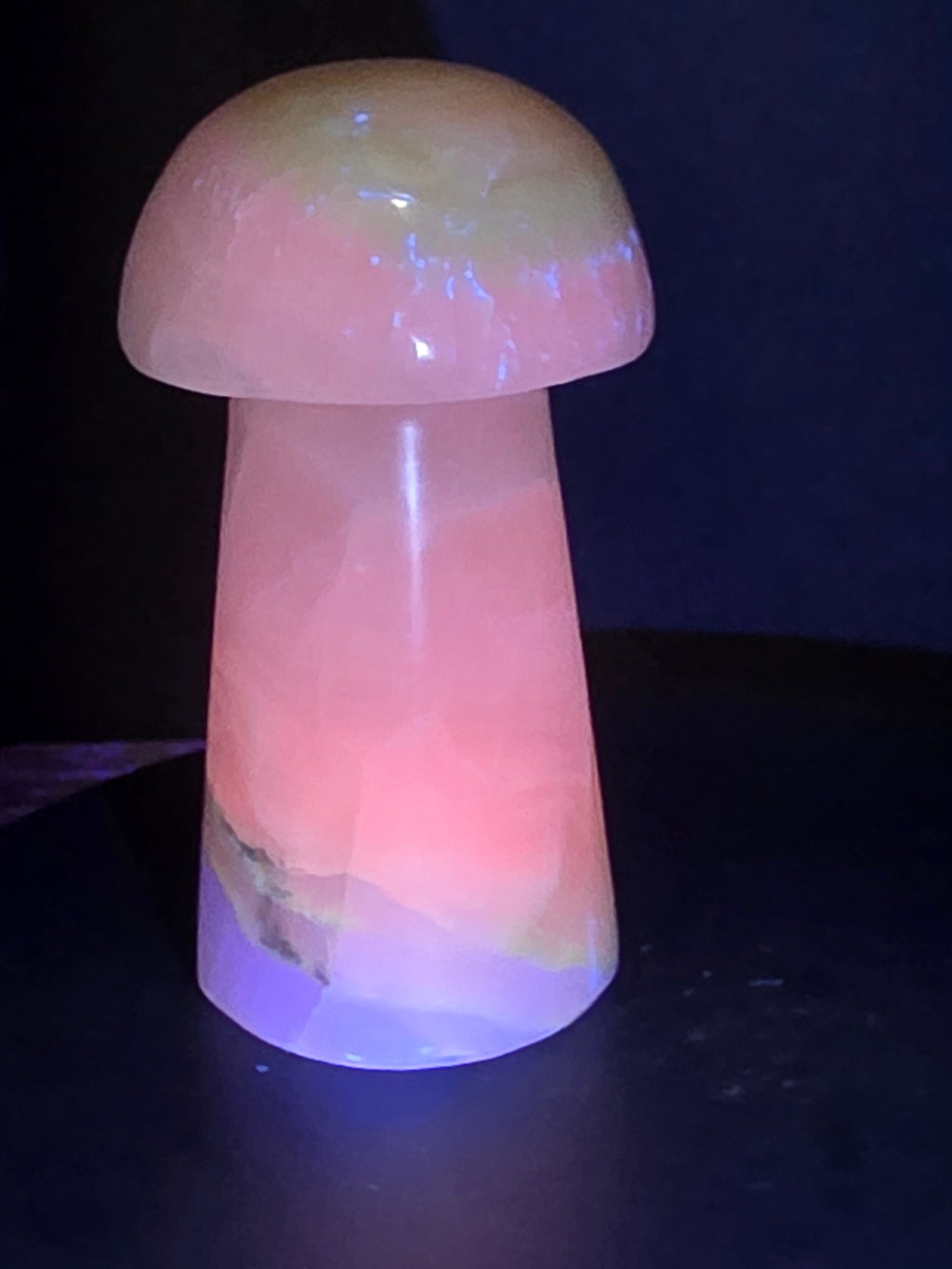 🍄 Pink Mangano Calcite Mushroom Carving B