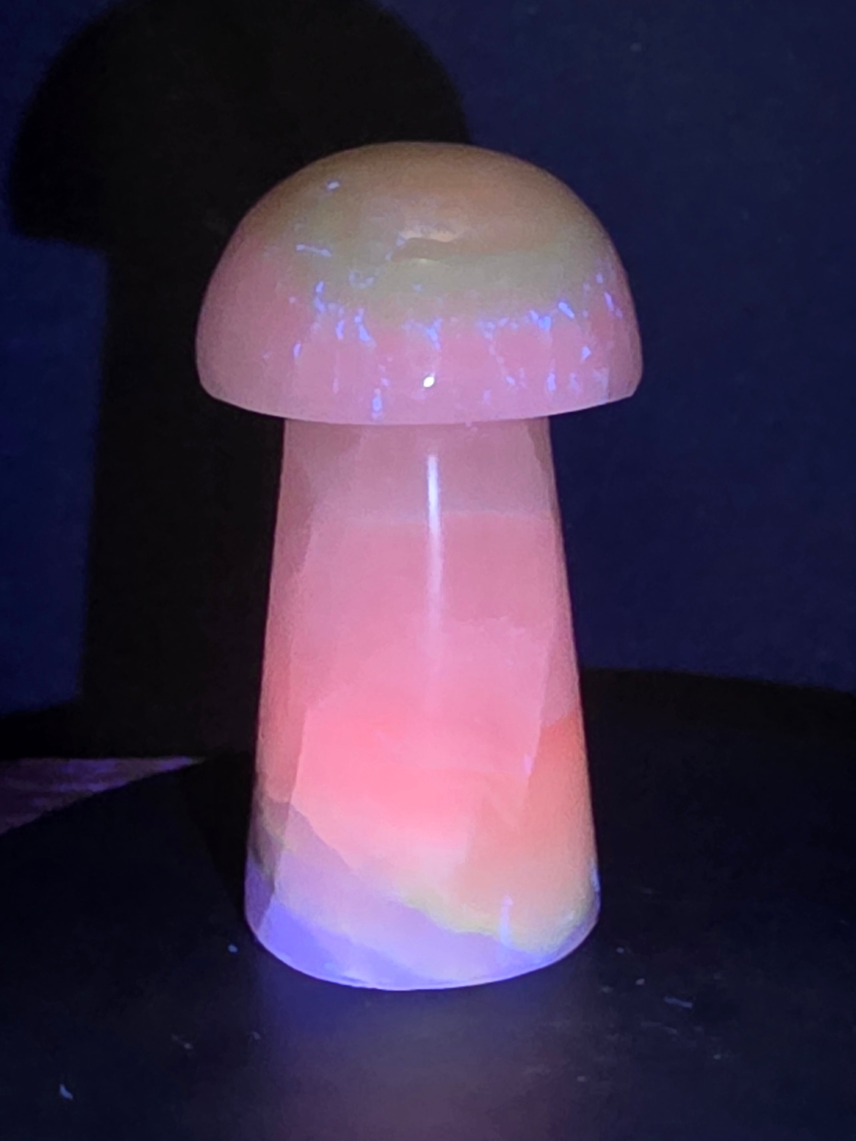 🍄 Pink Mangano Calcite Mushroom Carving B