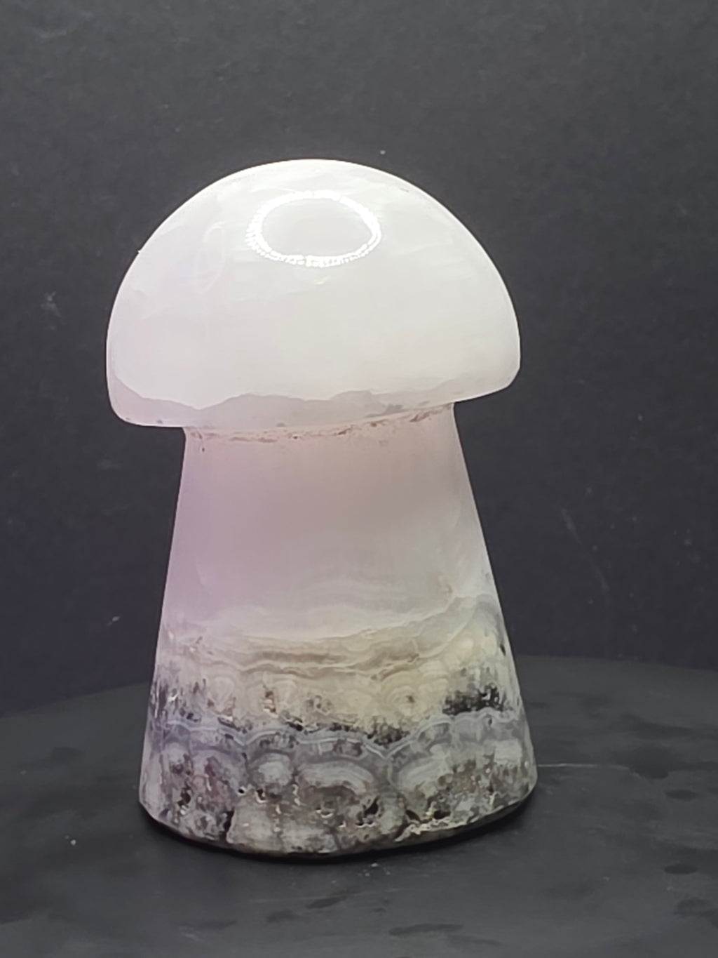 💗 Pink Mangano Calcite Mushroom Carving C