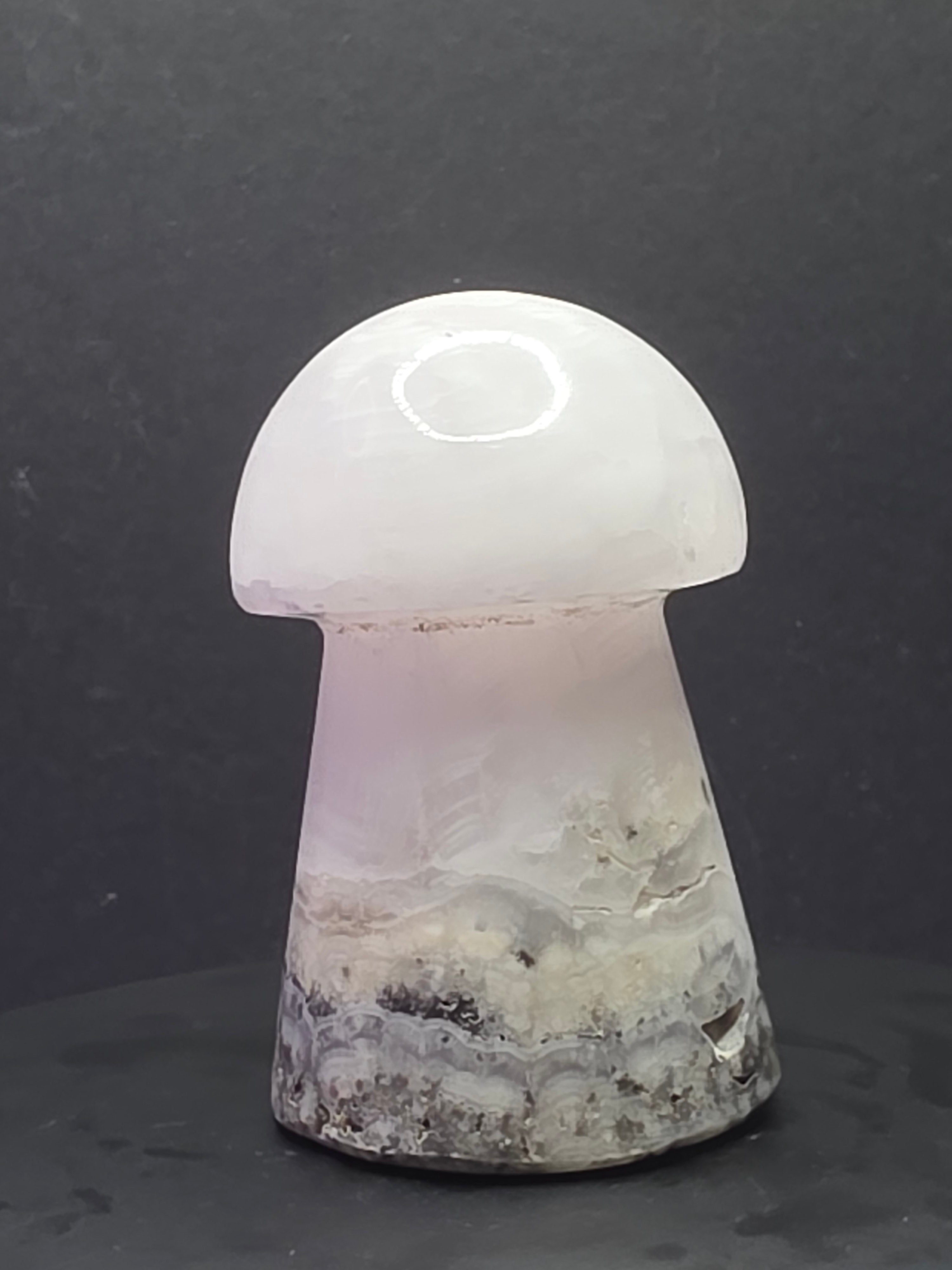 💗 Pink Mangano Calcite Mushroom Carving C