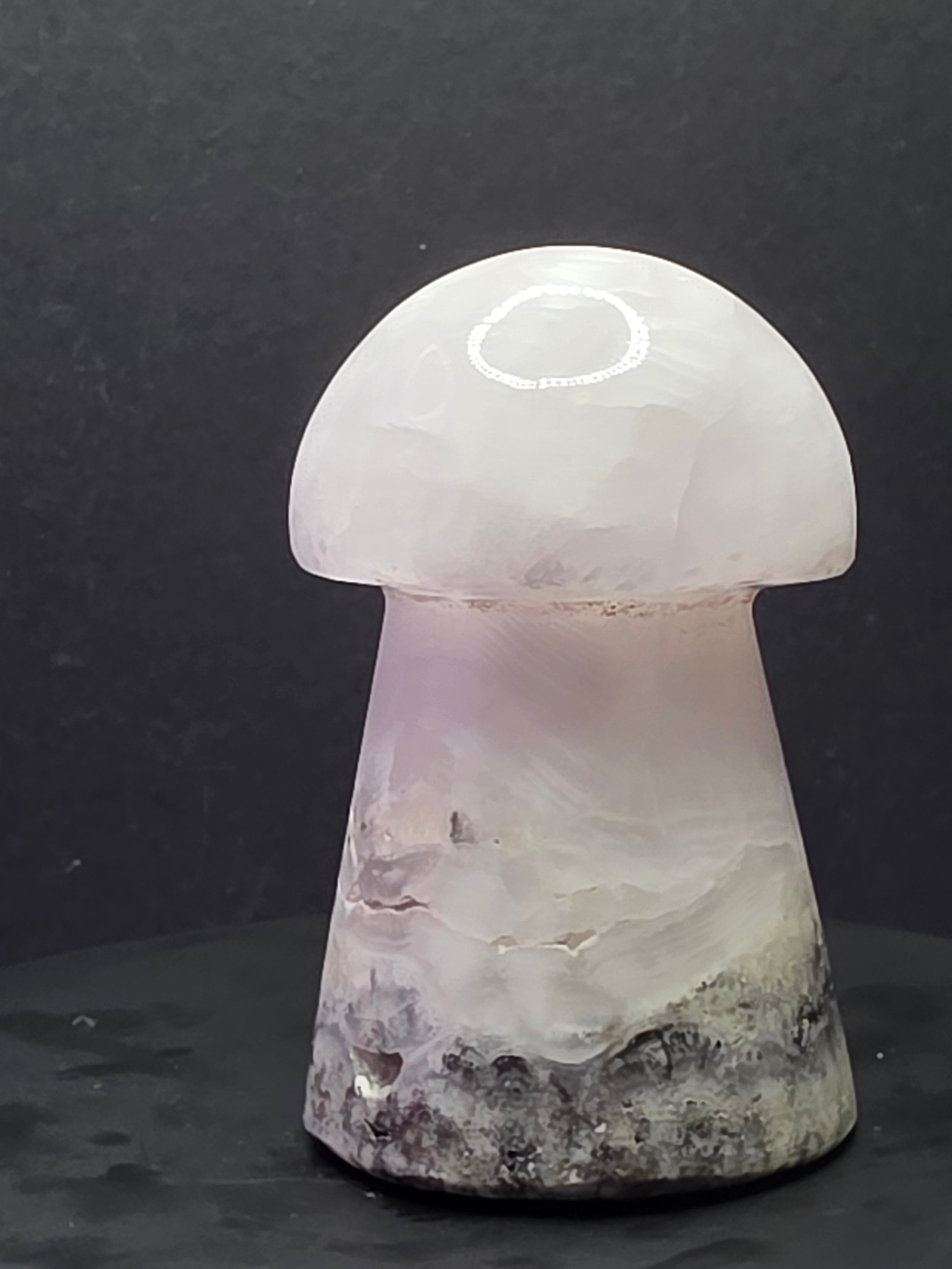 💗 Pink Mangano Calcite Mushroom Carving C