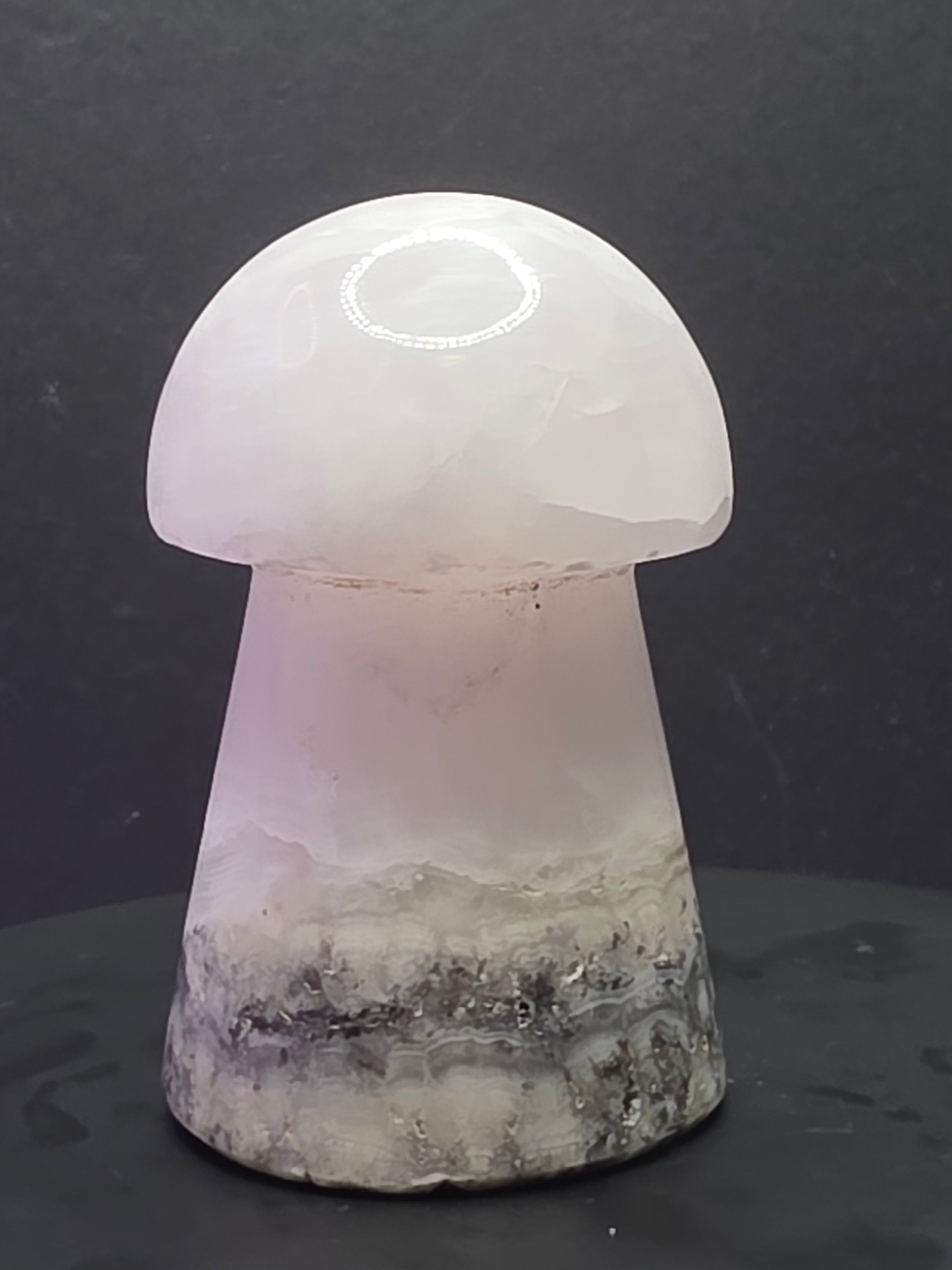 💗 Pink Mangano Calcite Mushroom Carving C