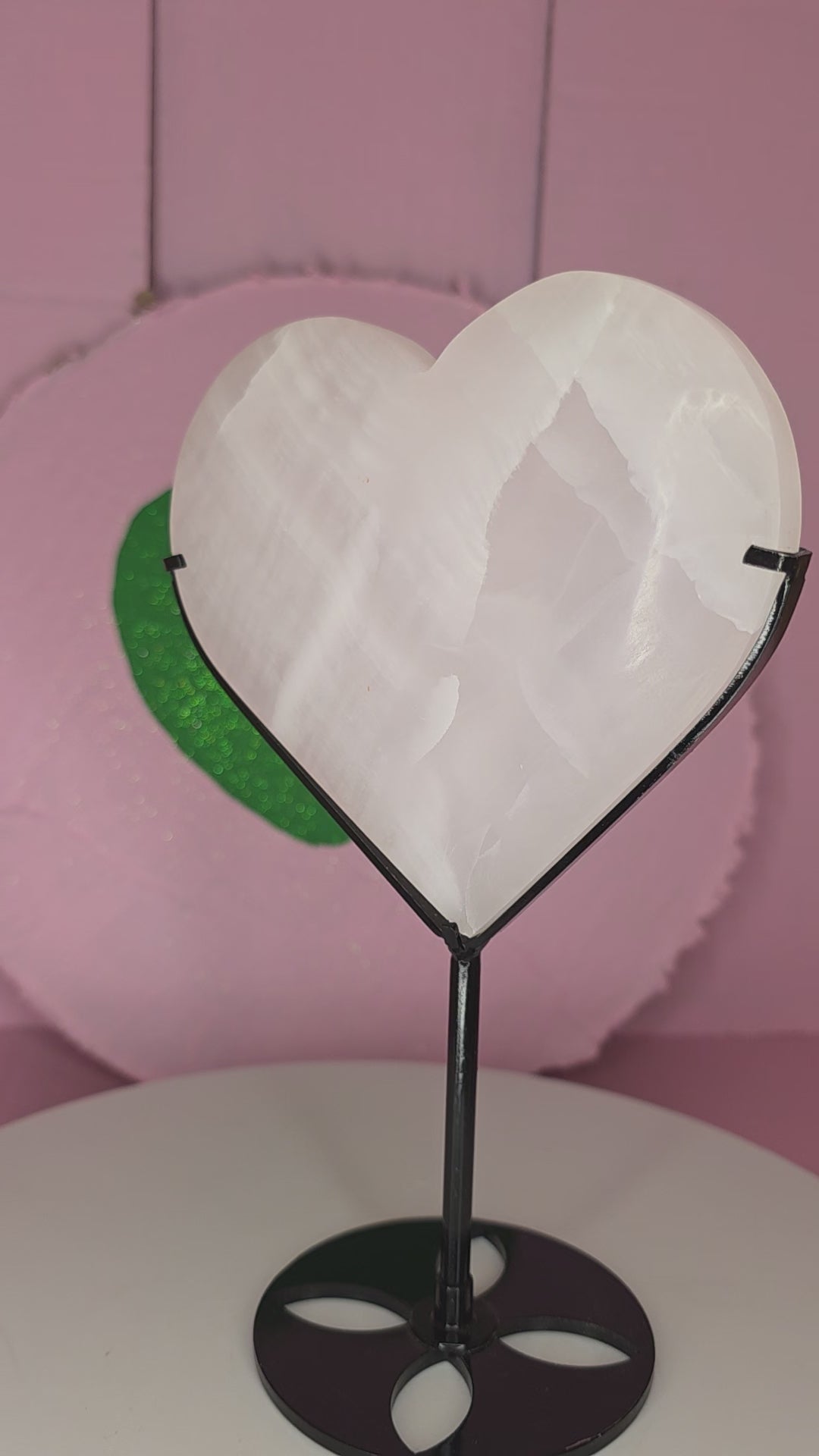 Mangano Calcite Heart on Stand