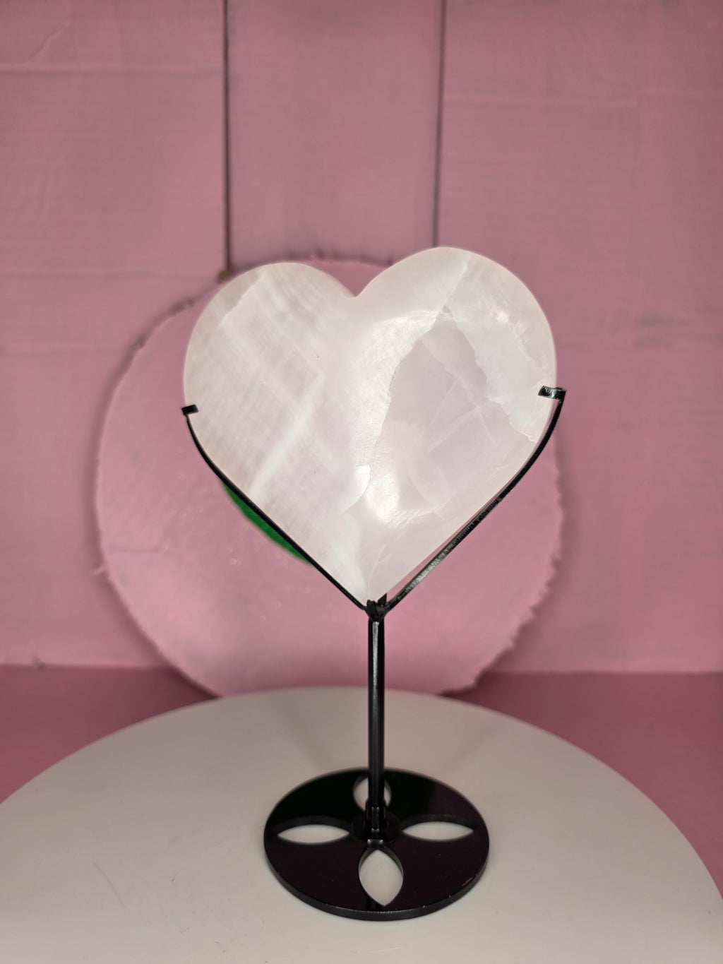 Mangano Calcite Heart on Stand