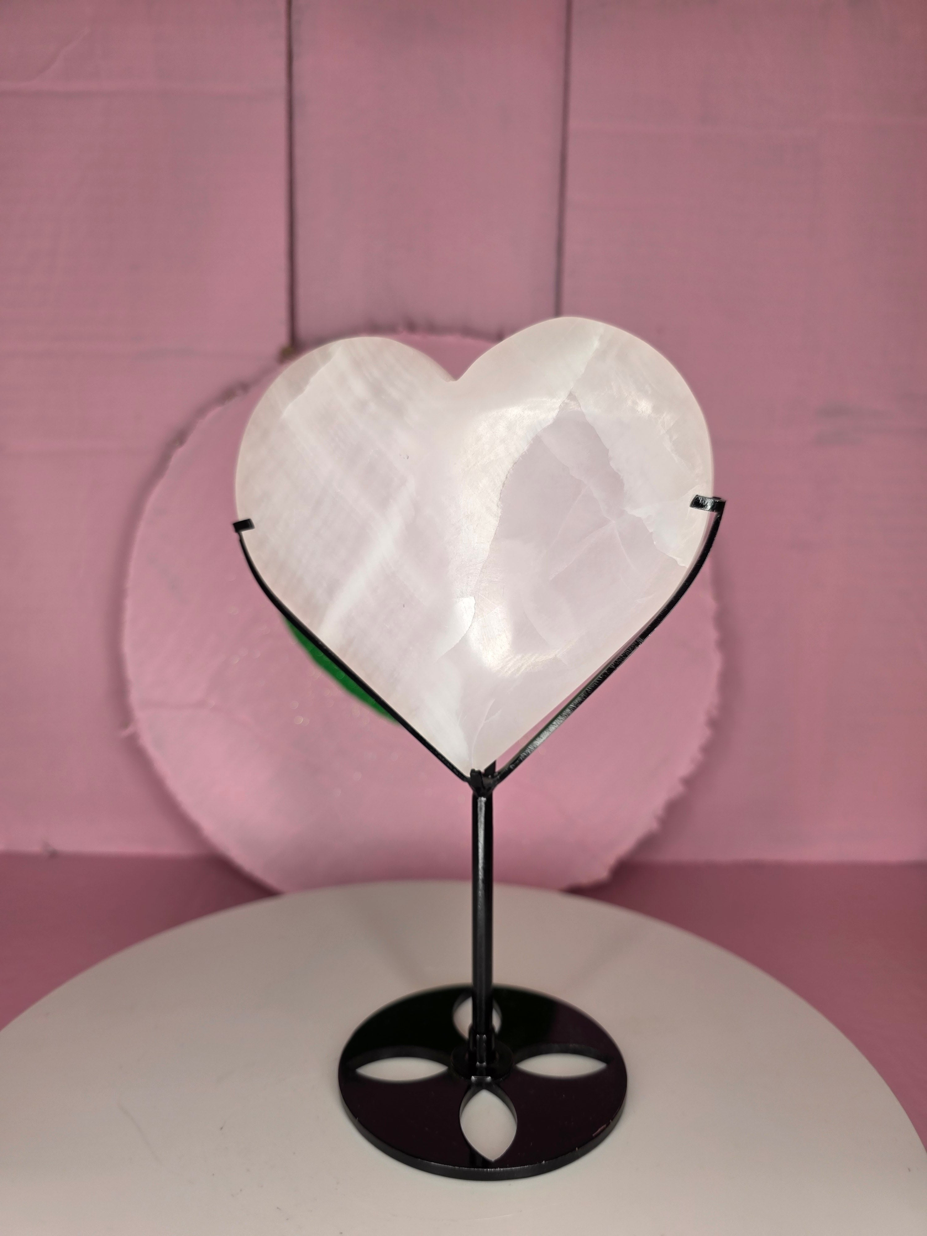 Mangano Calcite Heart on Stand