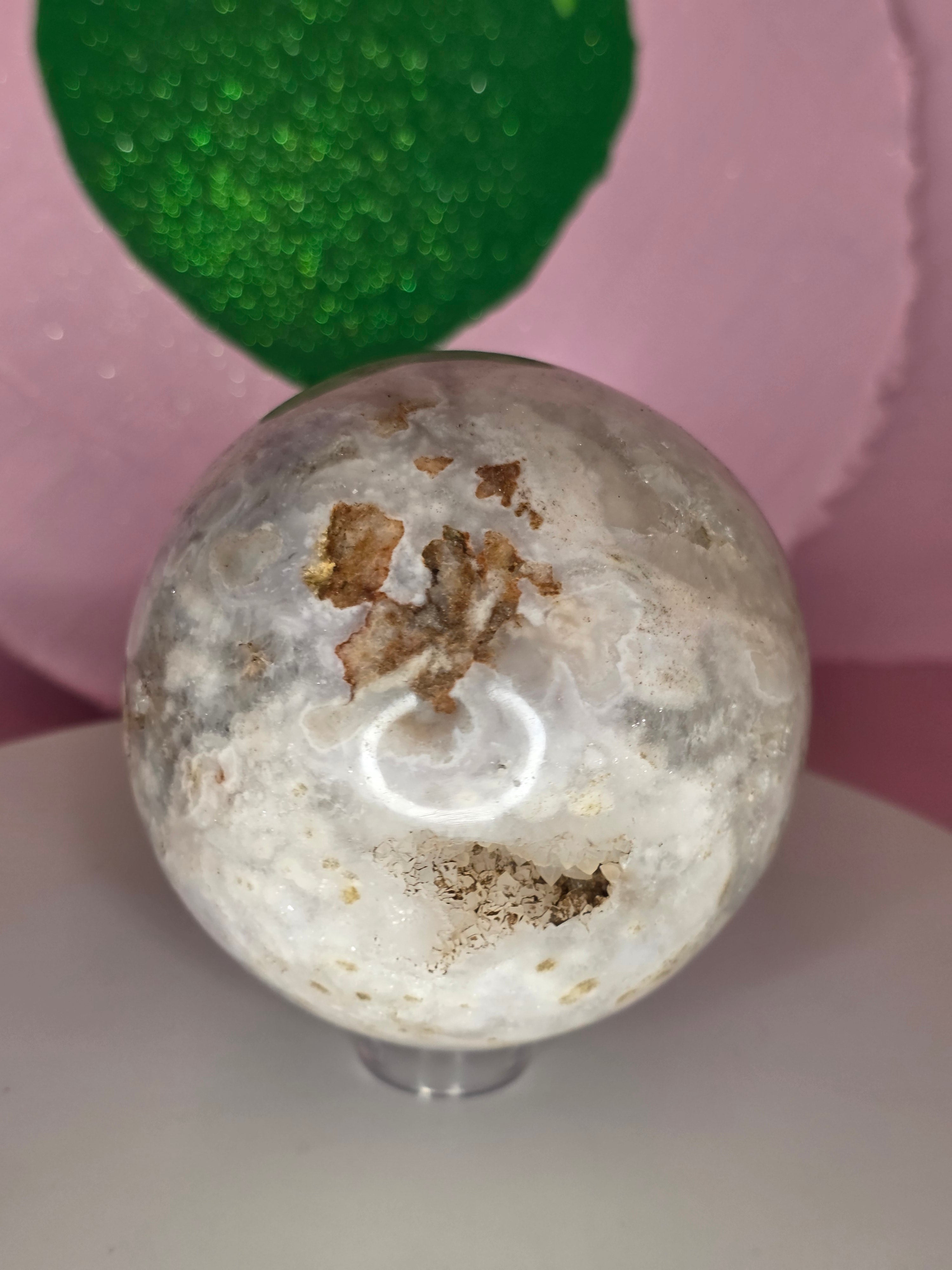 Pink Amethyst and Flower Agate Sphere D