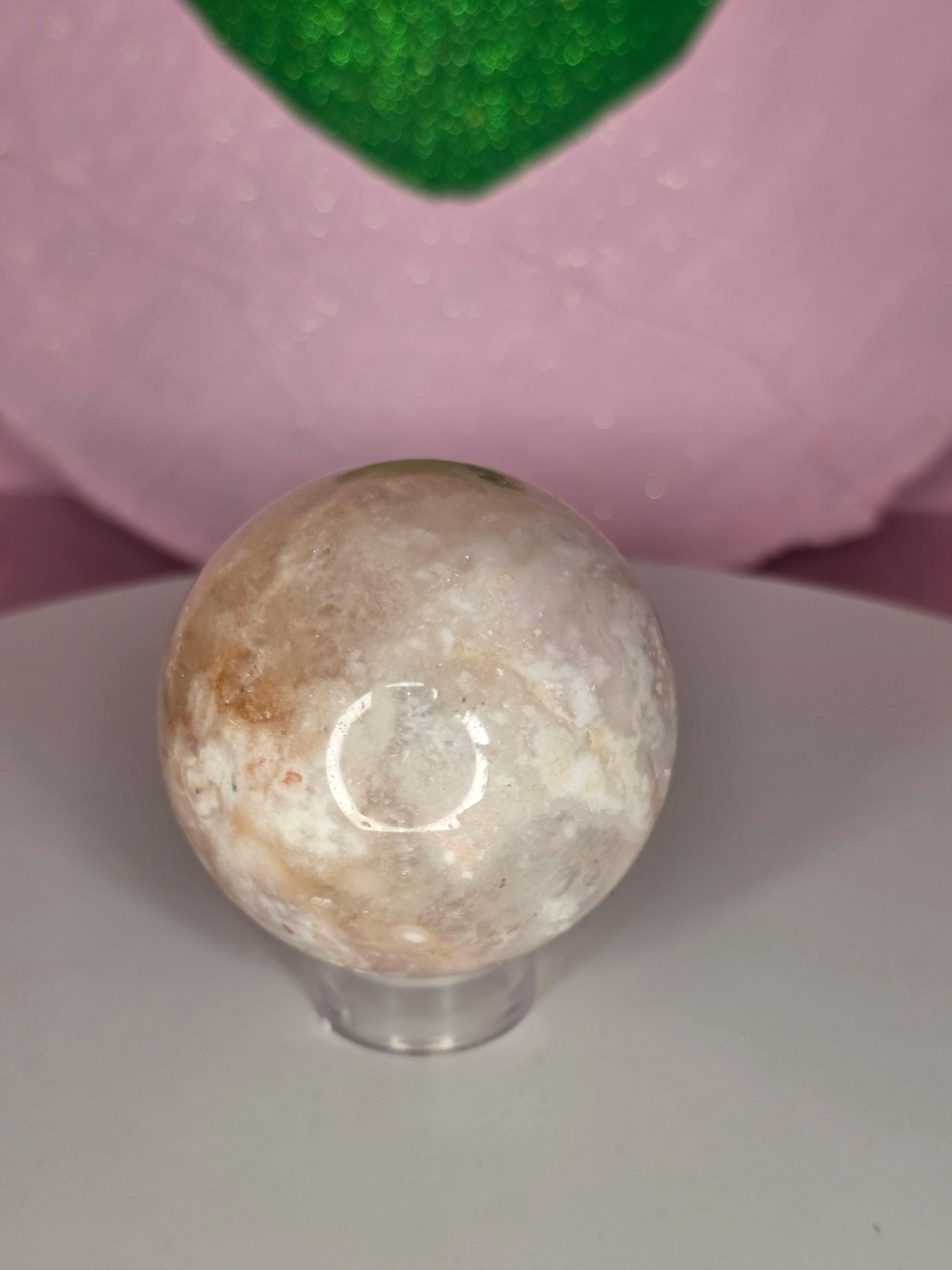 Pink Amethyst and Flower Agate Sphere A