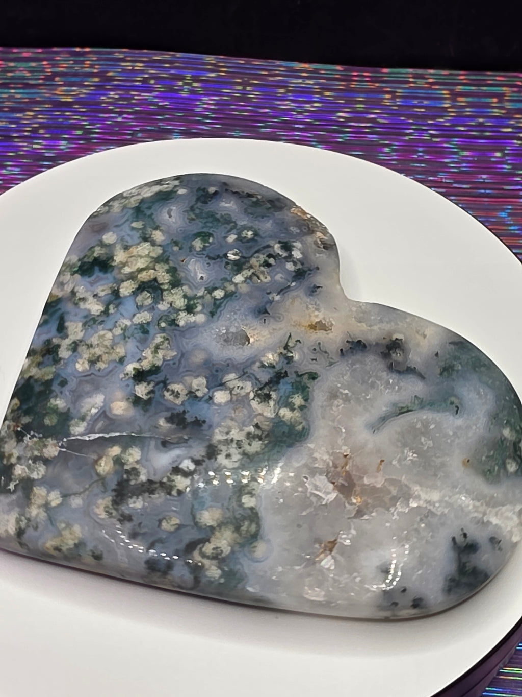 Snowflake Moss Agate Heart A