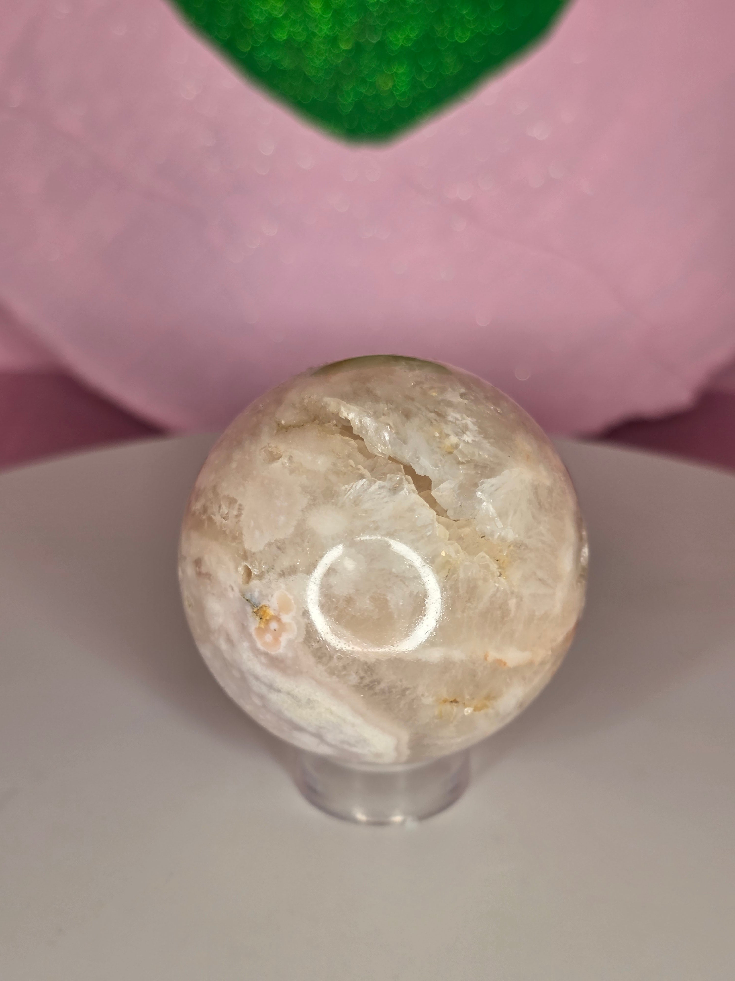 Pink Amethyst and Flower Agate Sphere A