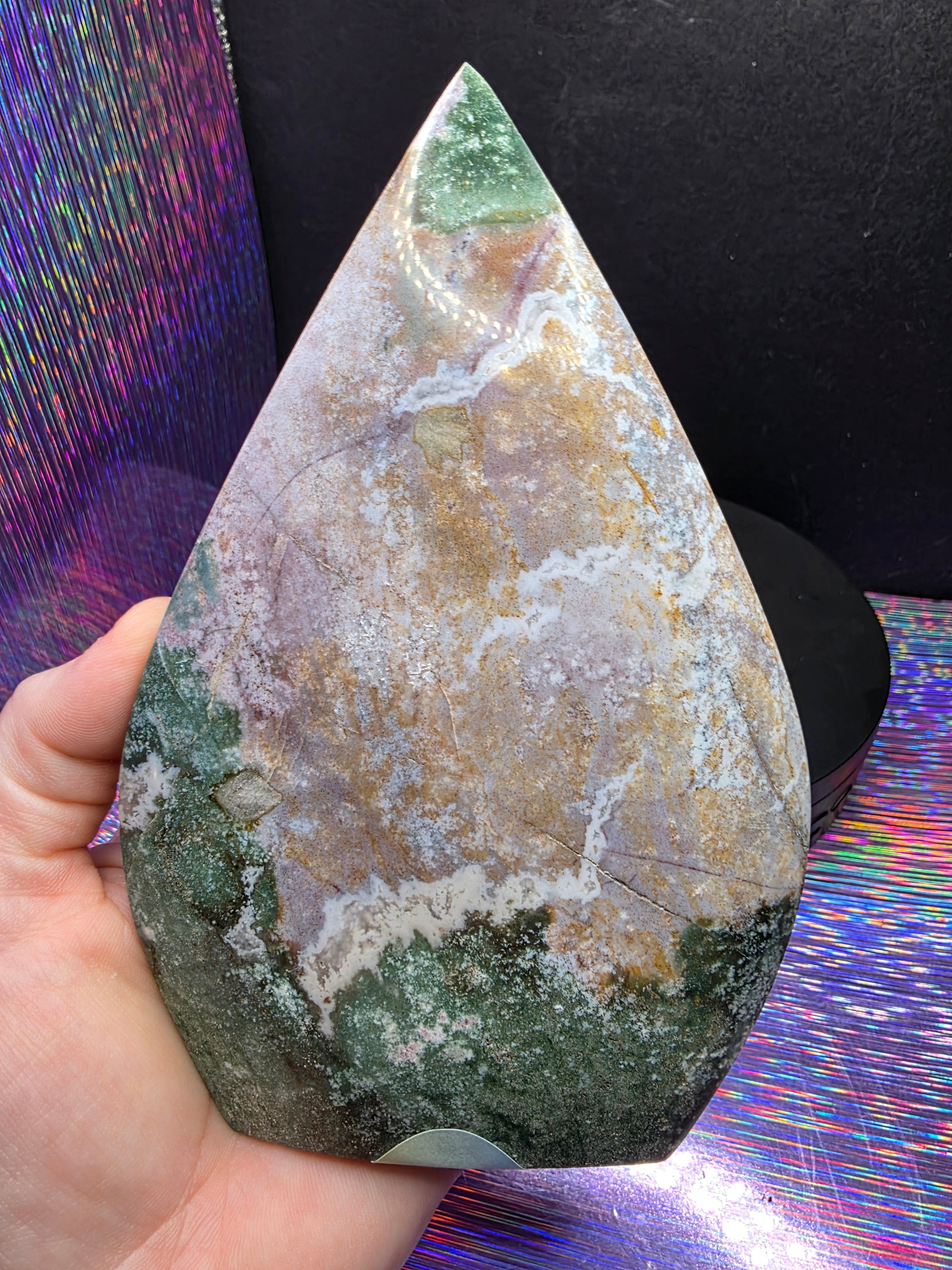 Moss Agate and Ocean Jasper Teardrop B