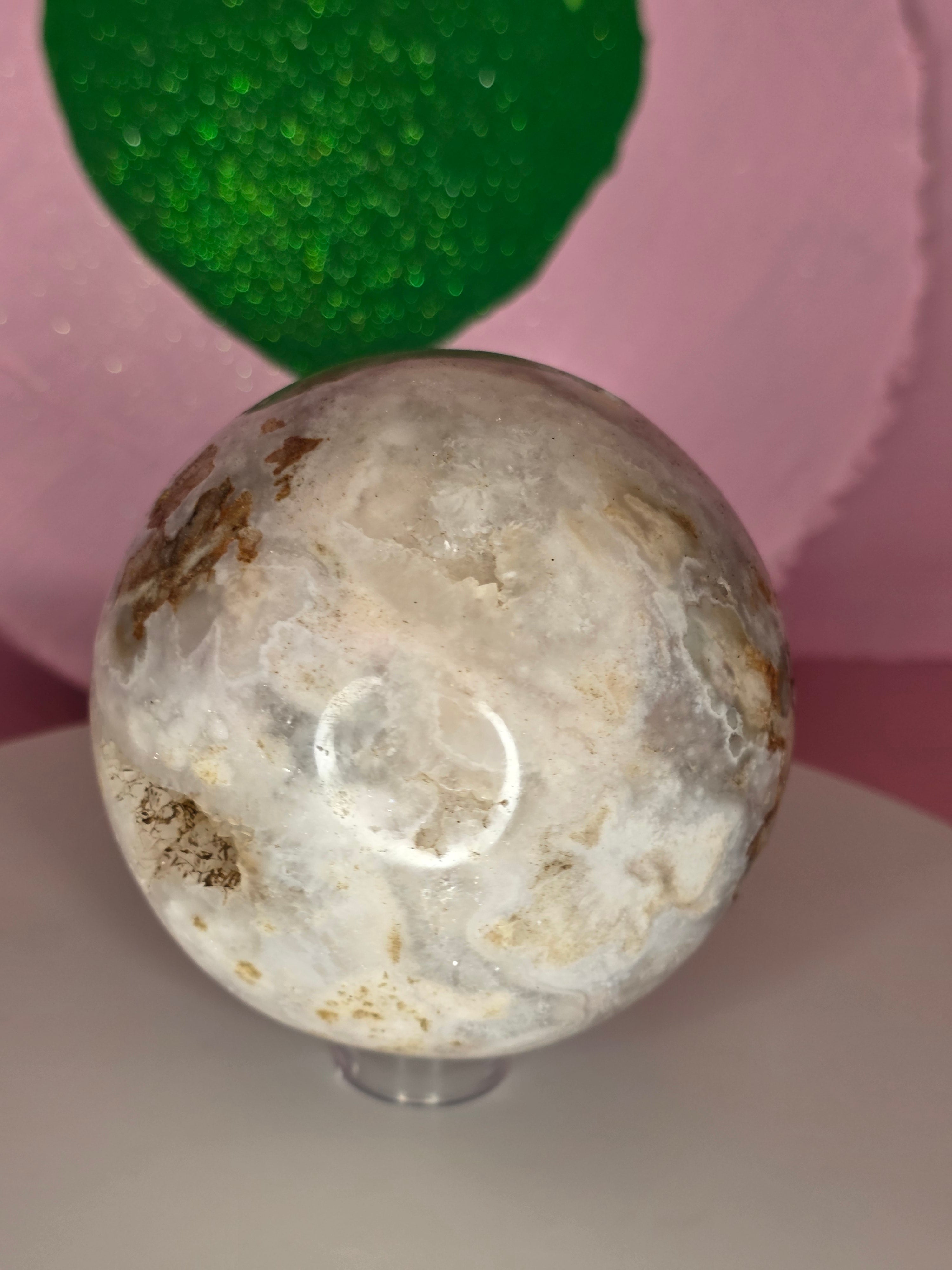 Pink Amethyst and Flower Agate Sphere D