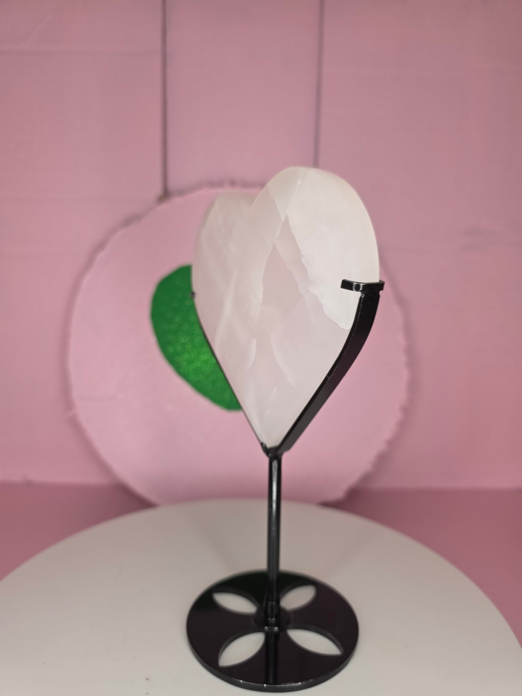 Mangano Calcite Heart on Stand