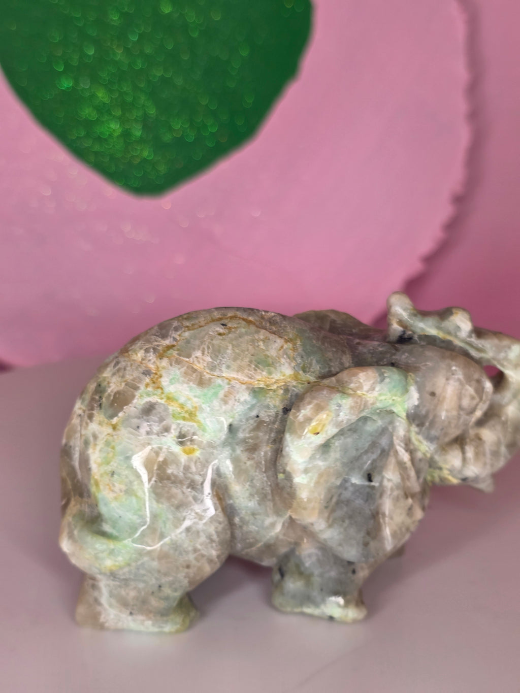 Garnierite Green Moonstone Elephant B