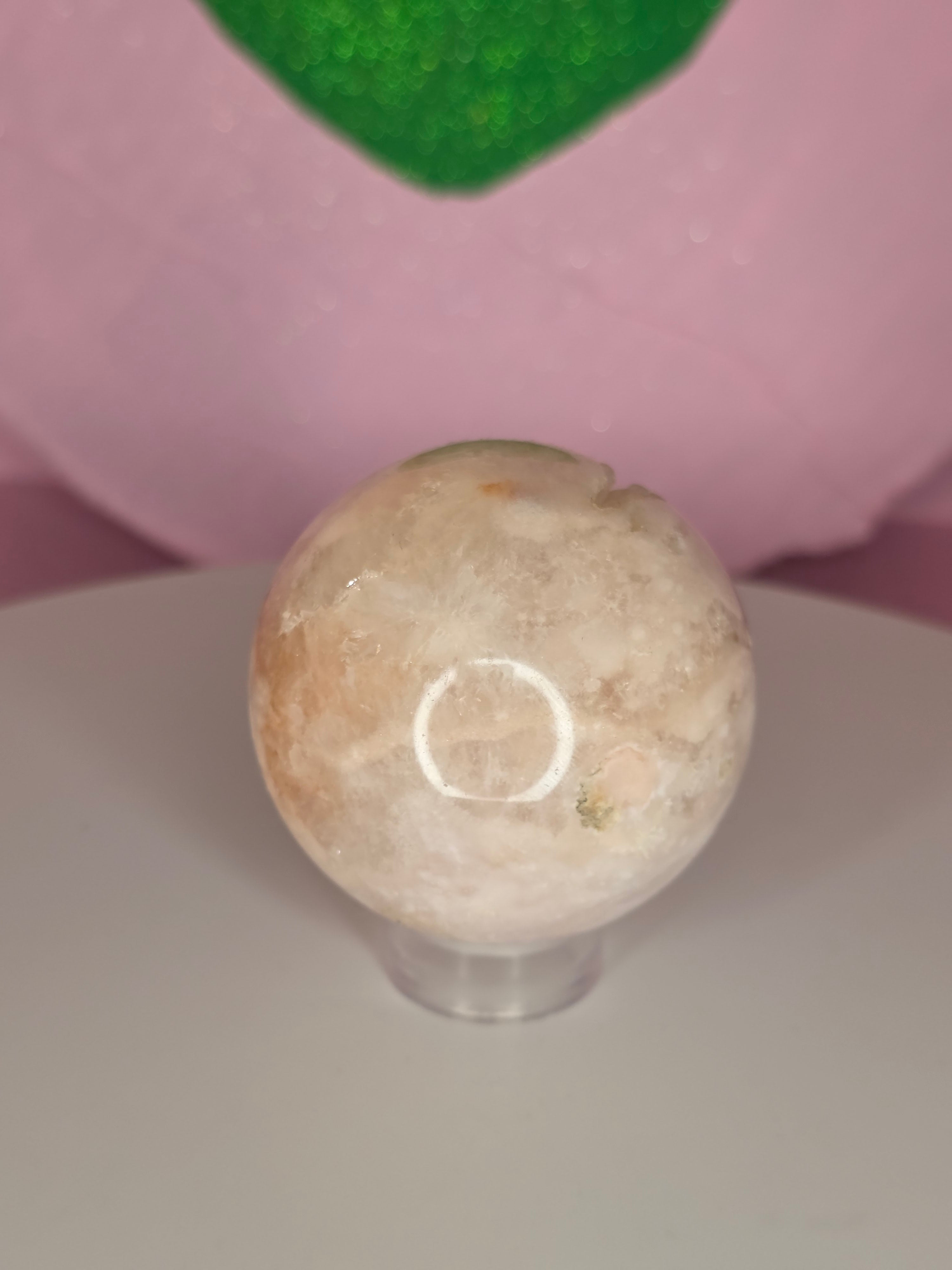 Pink Amethyst and Flower Agate Sphere A