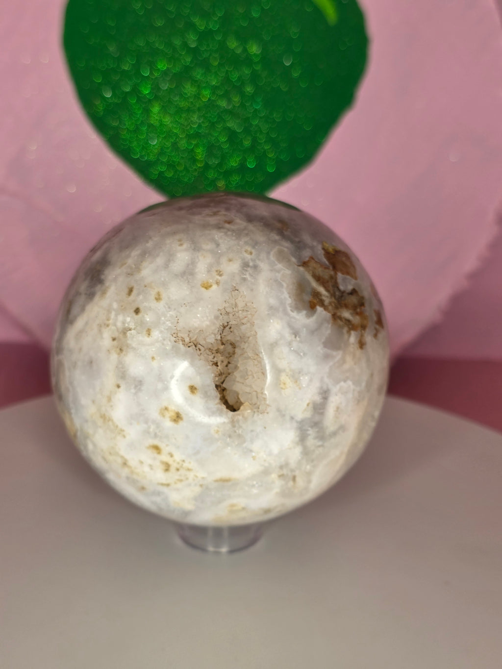 Pink Amethyst and Flower Agate Sphere D