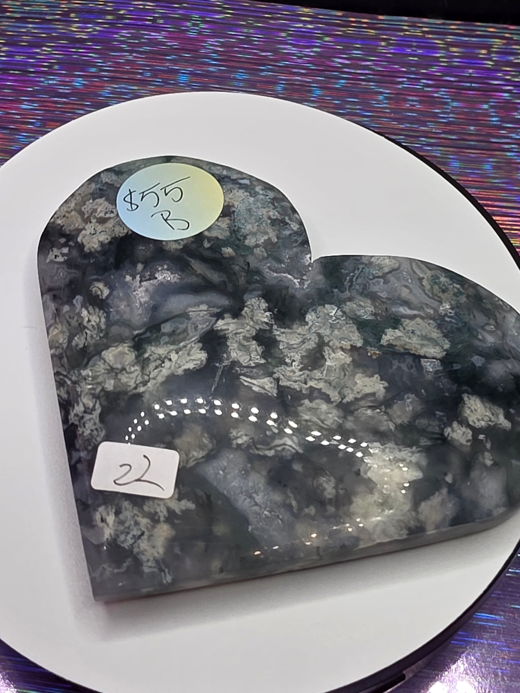 Snowflake Moss Agate Heart B