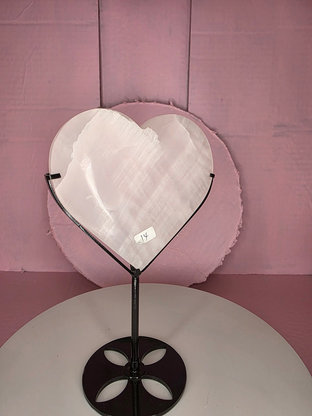 Mangano Calcite Heart on Stand