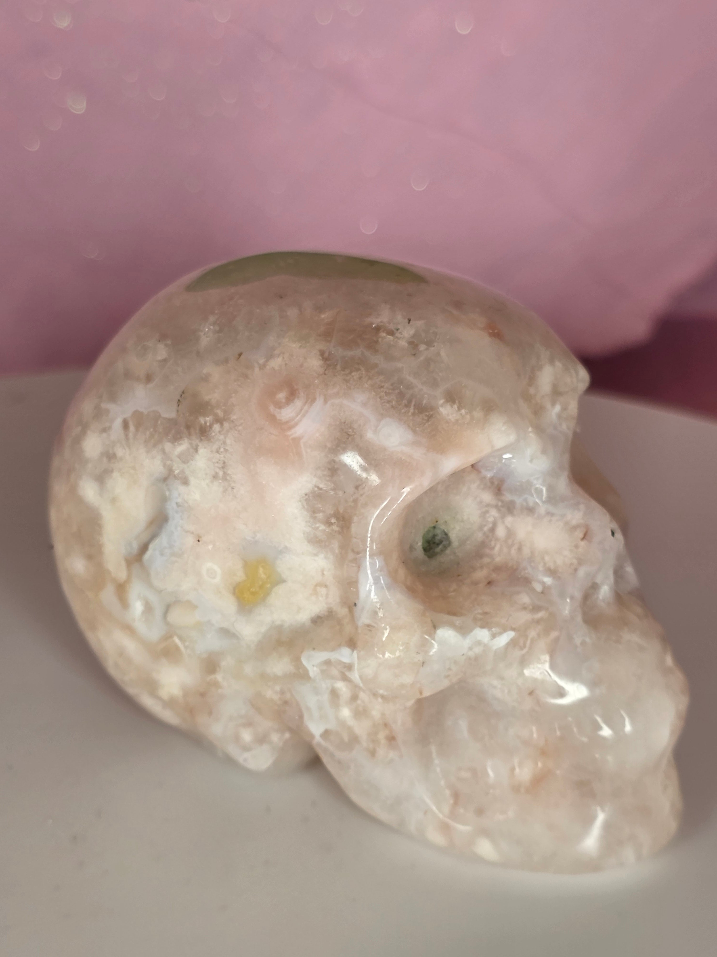 Flower Agate Skull A