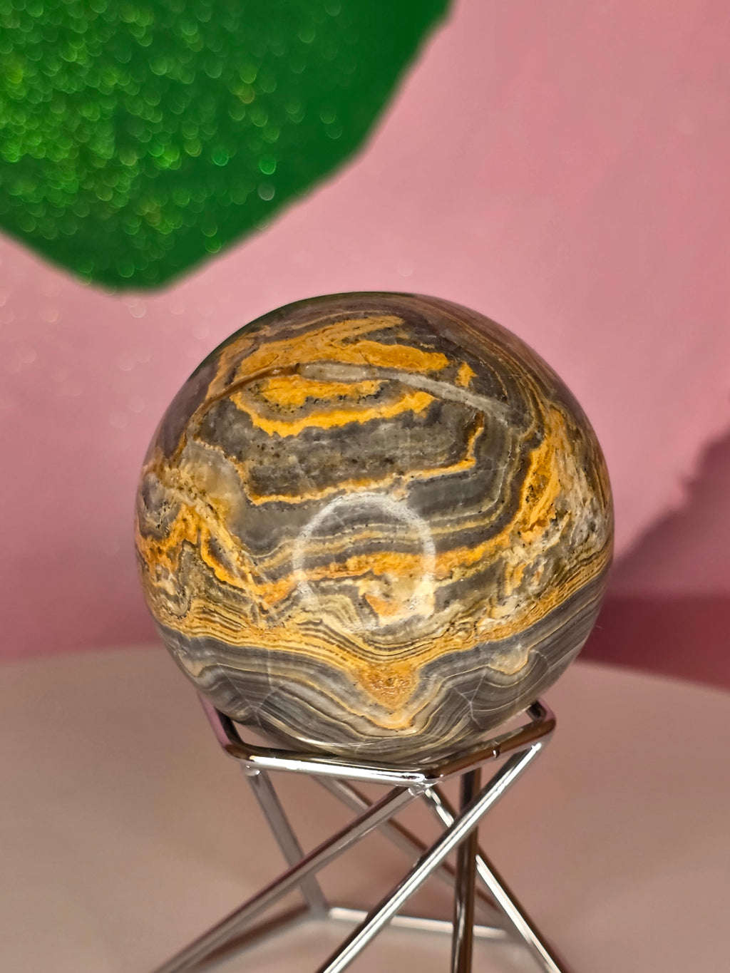Yellow Banded Onyx Sphere B