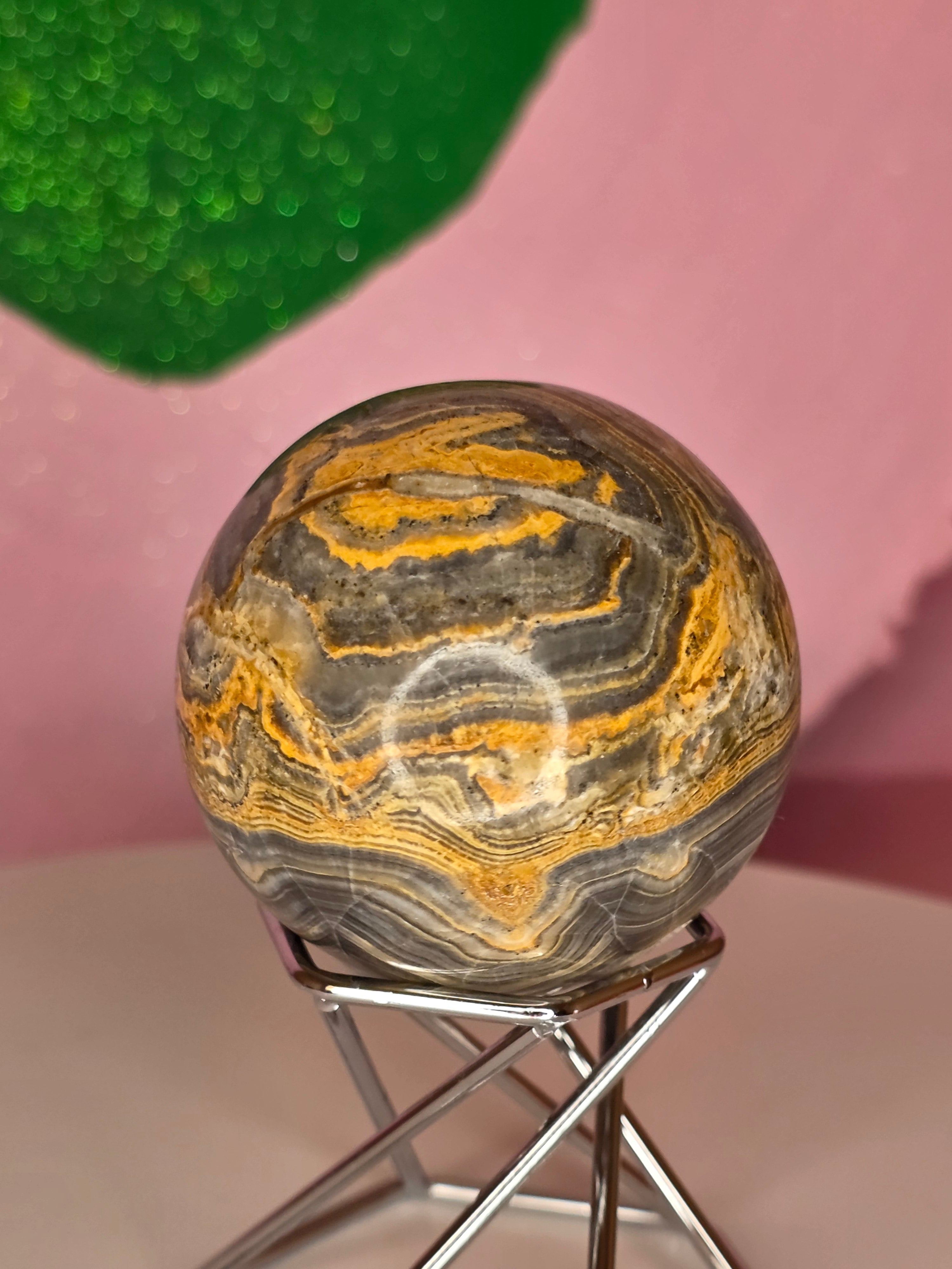 Yellow Banded Onyx Sphere B
