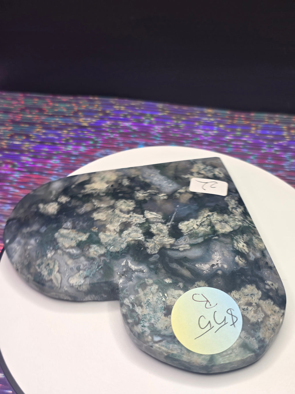 Snowflake Moss Agate Heart B