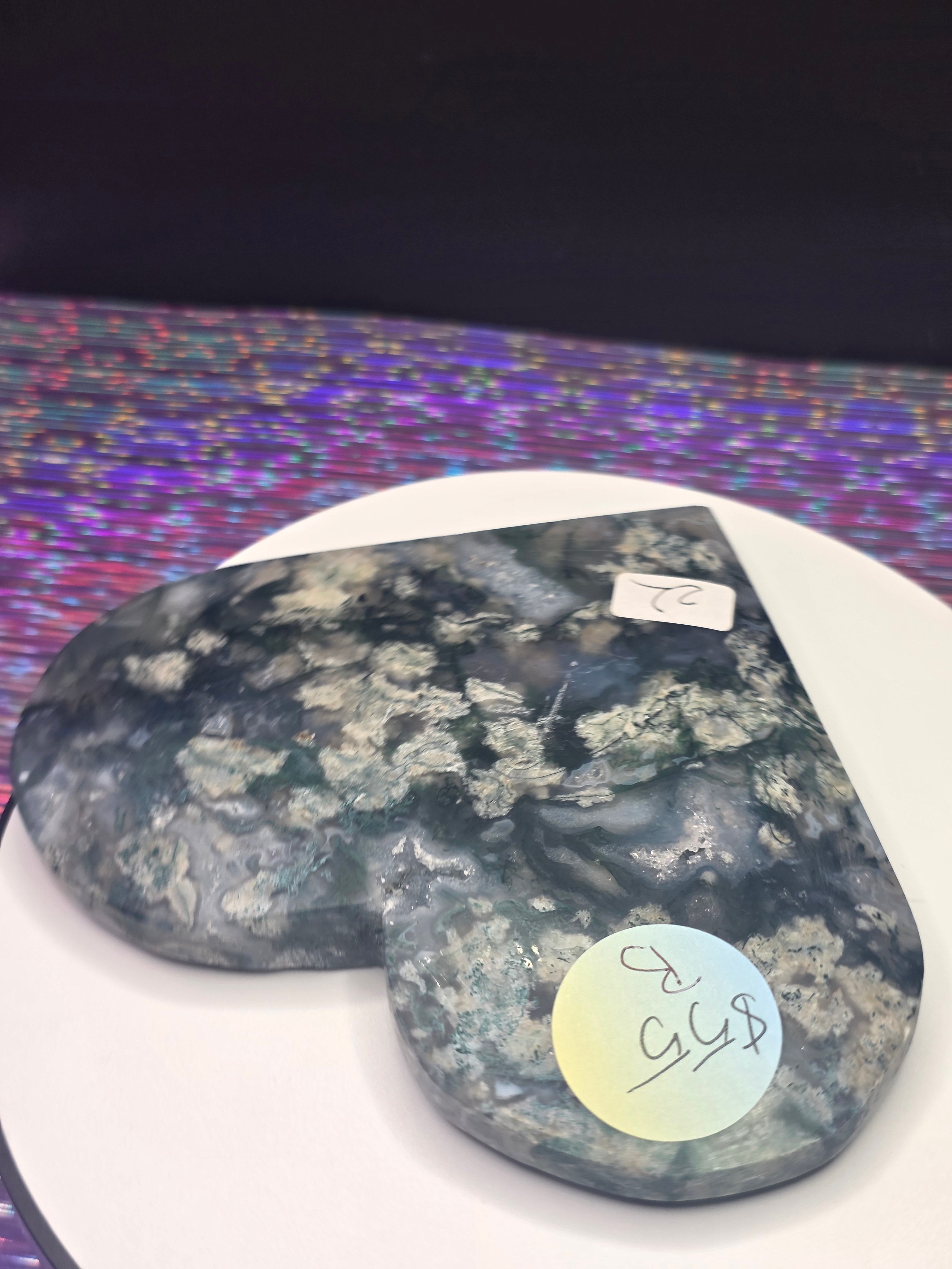 Snowflake Moss Agate Heart B