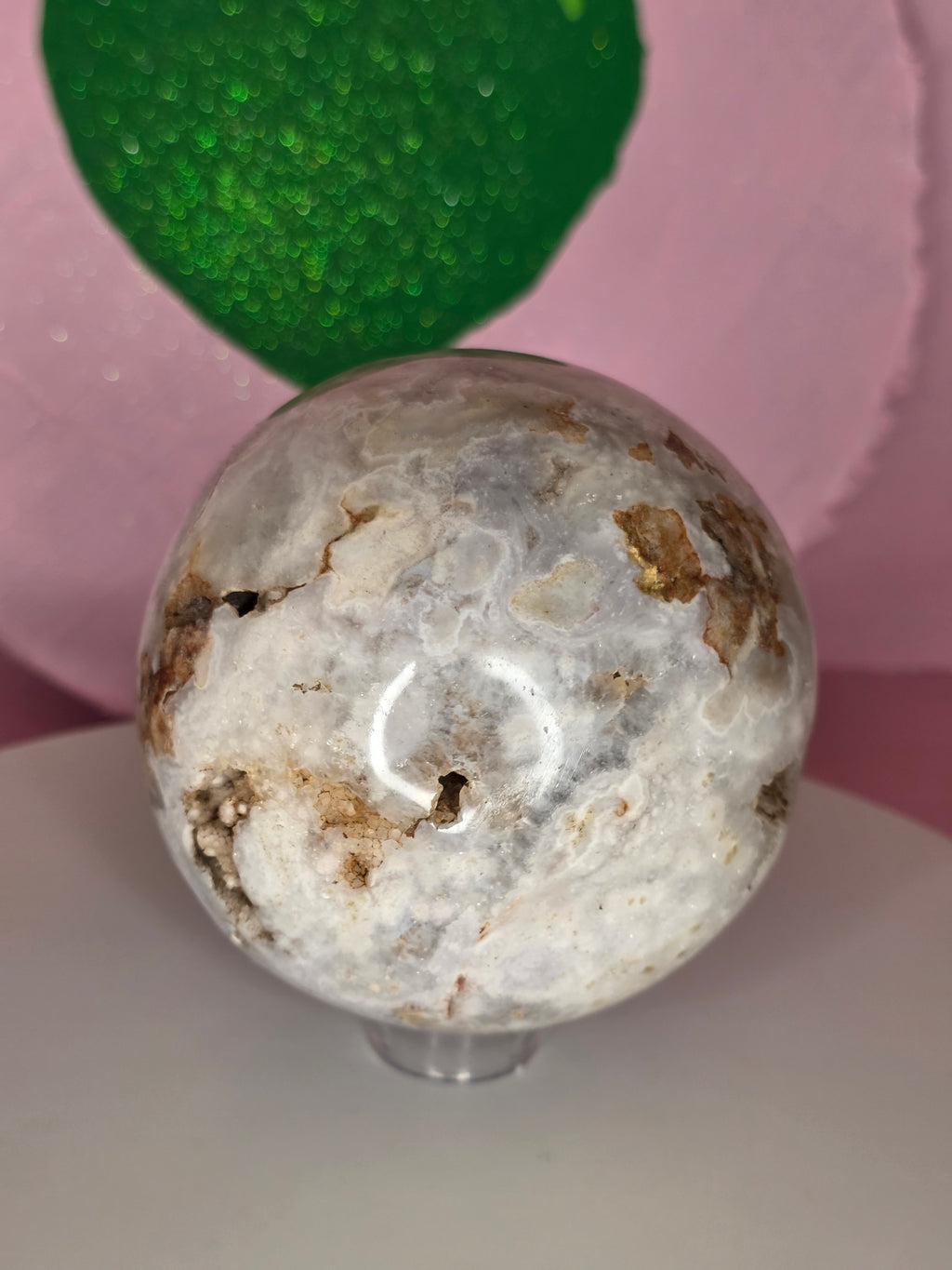 Pink Amethyst and Flower Agate Sphere D