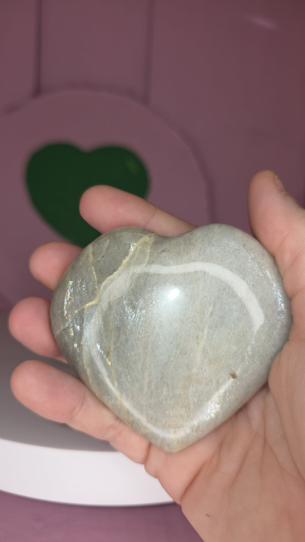 Garnierite Green Moonstone Heart B