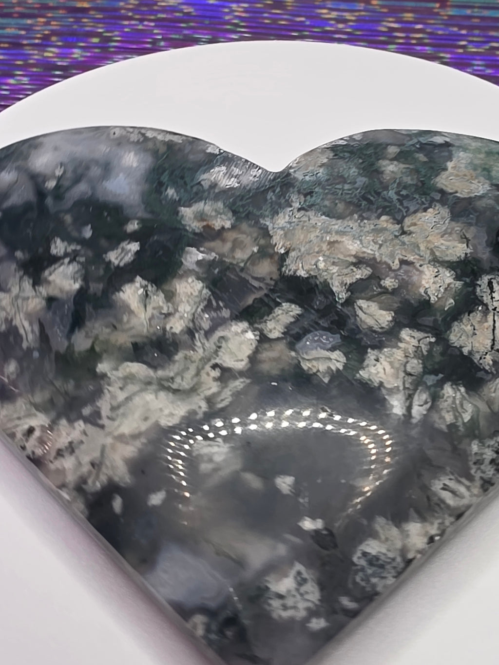 Snowflake Moss Agate Heart B