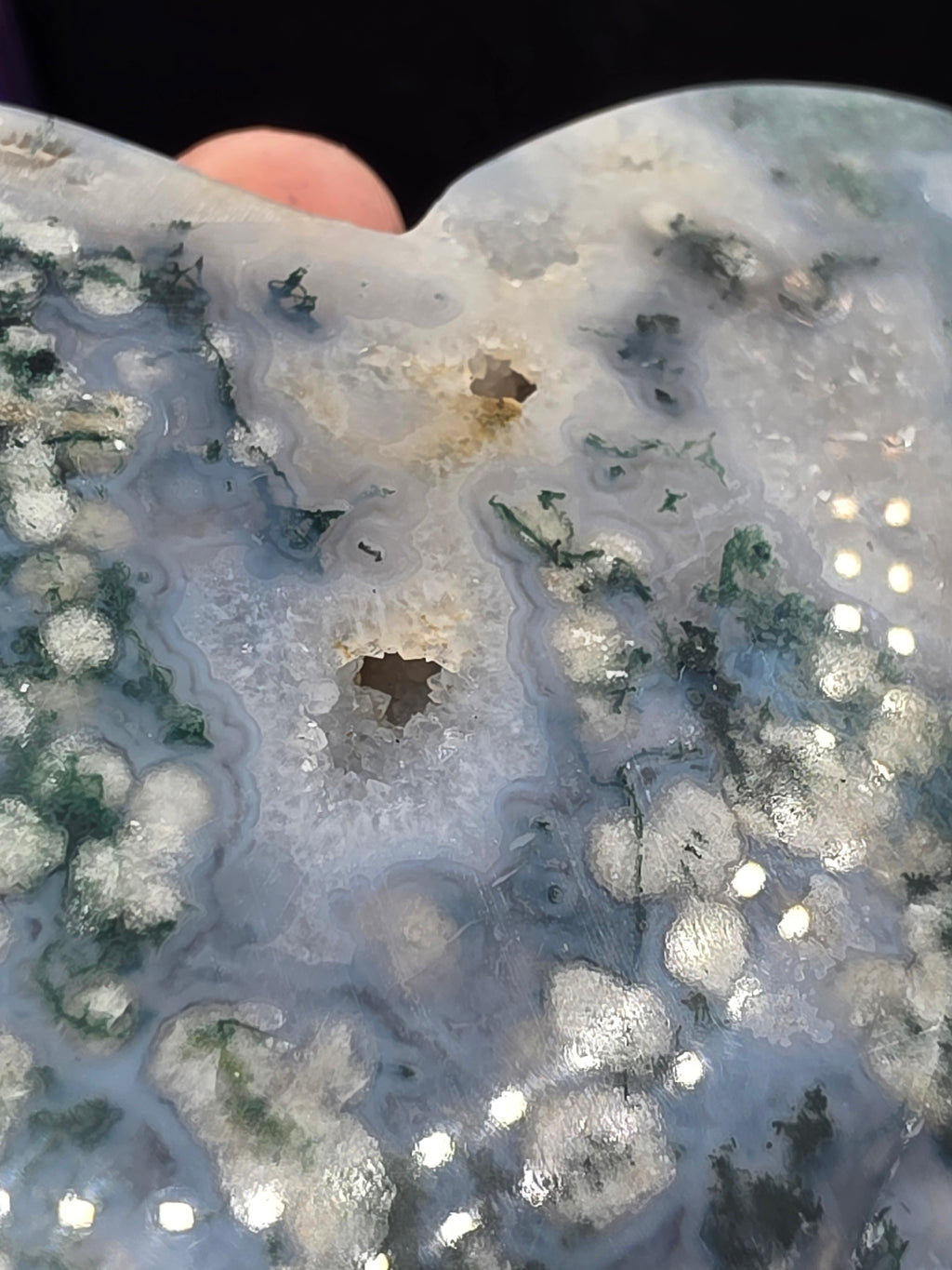 Snowflake Moss Agate Heart A
