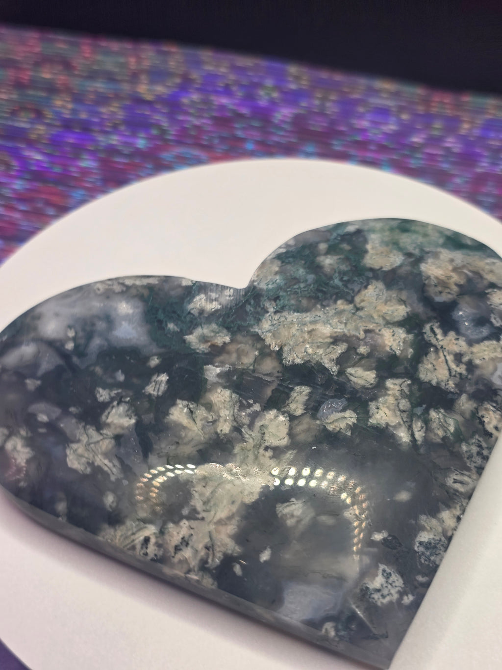 Snowflake Moss Agate Heart B