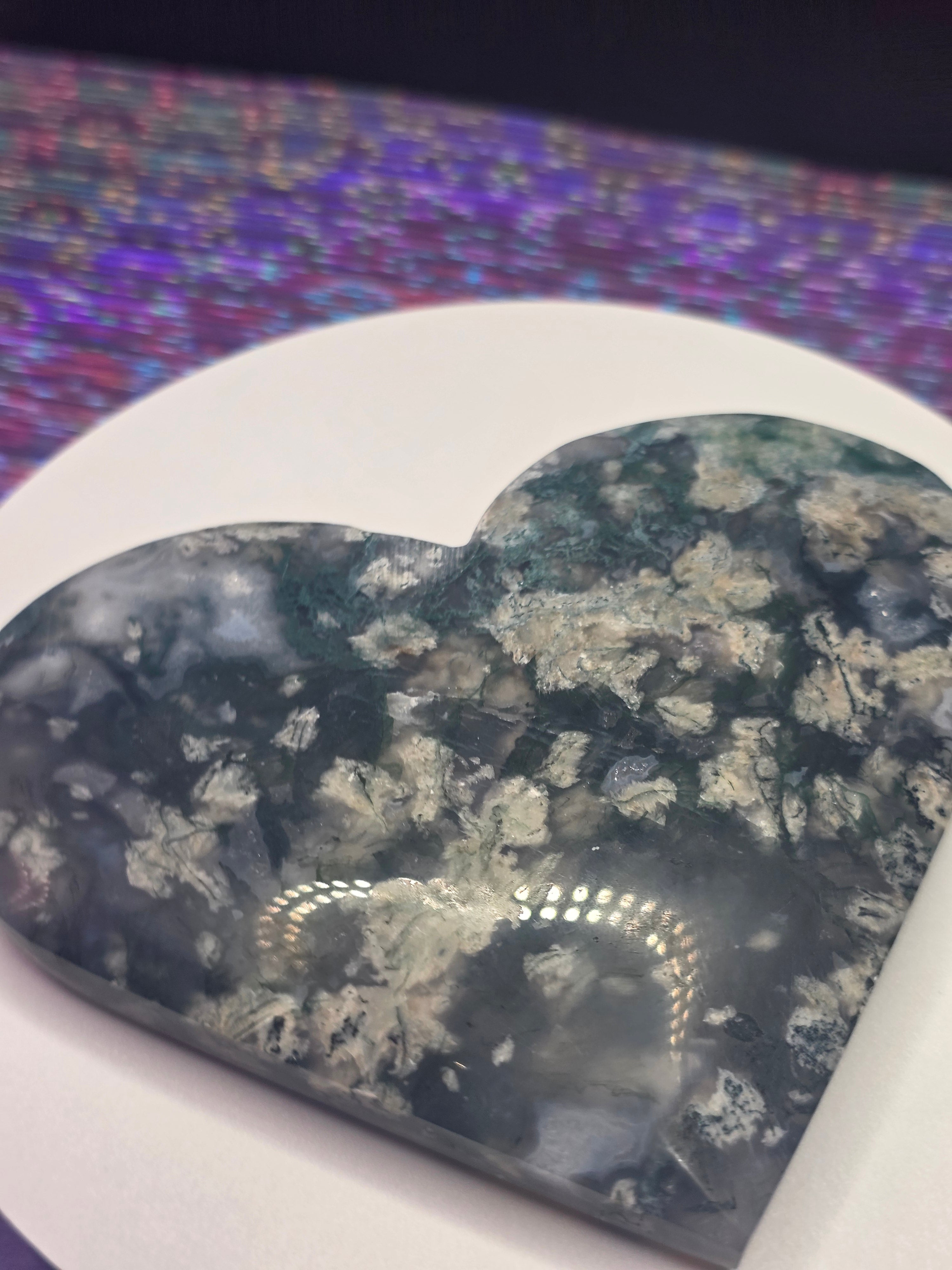 Snowflake Moss Agate Heart B