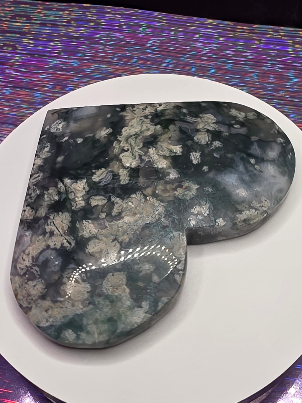 Snowflake Moss Agate Heart B
