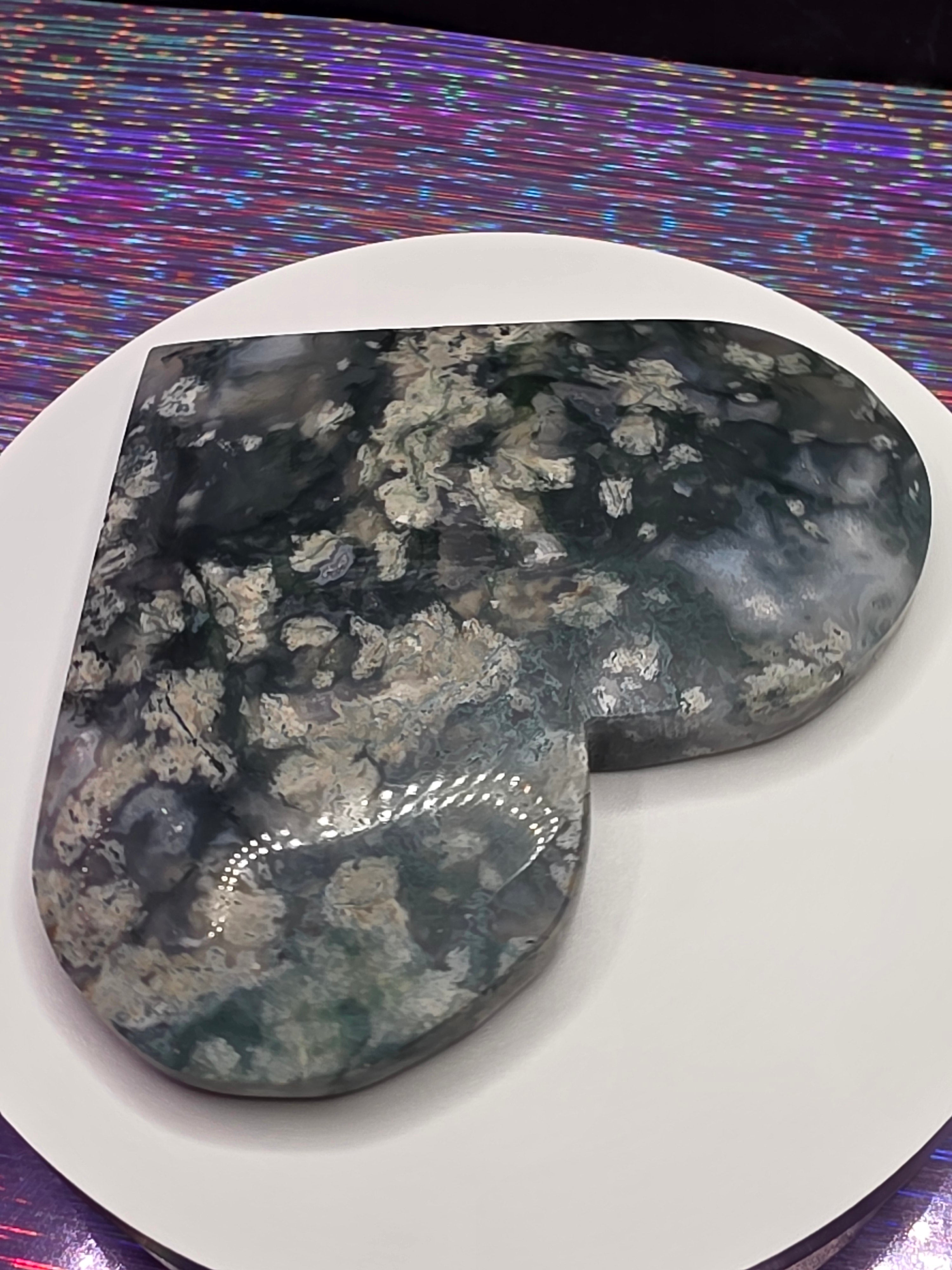Snowflake Moss Agate Heart B