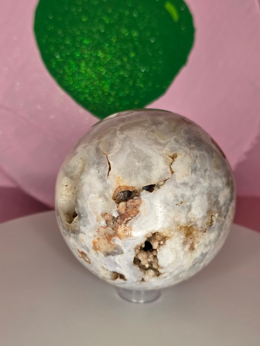 Pink Amethyst and Flower Agate Sphere D